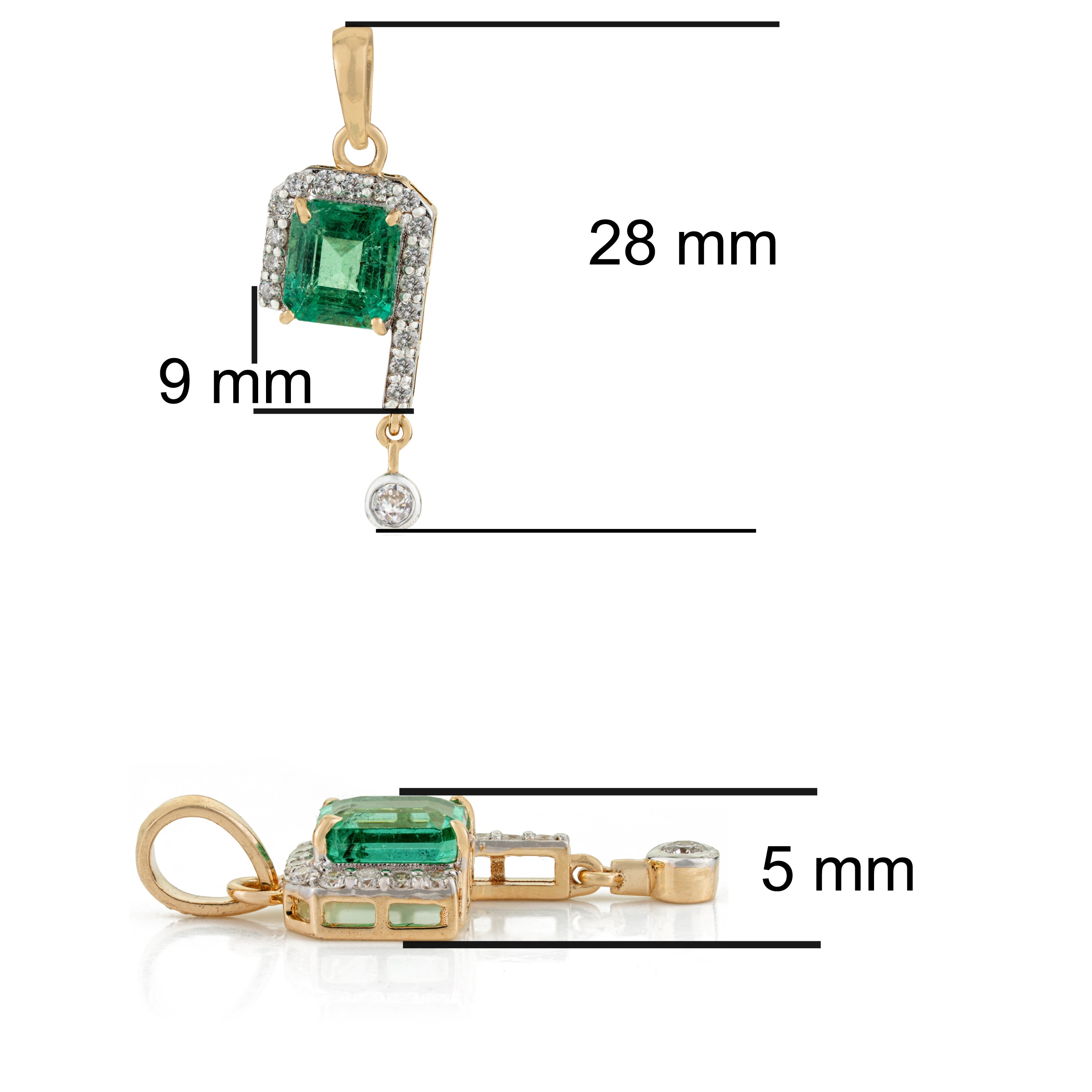 Emerald Diamond Halo & Drop Pendant