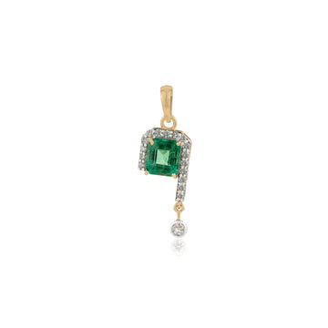 Emerald Diamond Halo & Drop Pendant