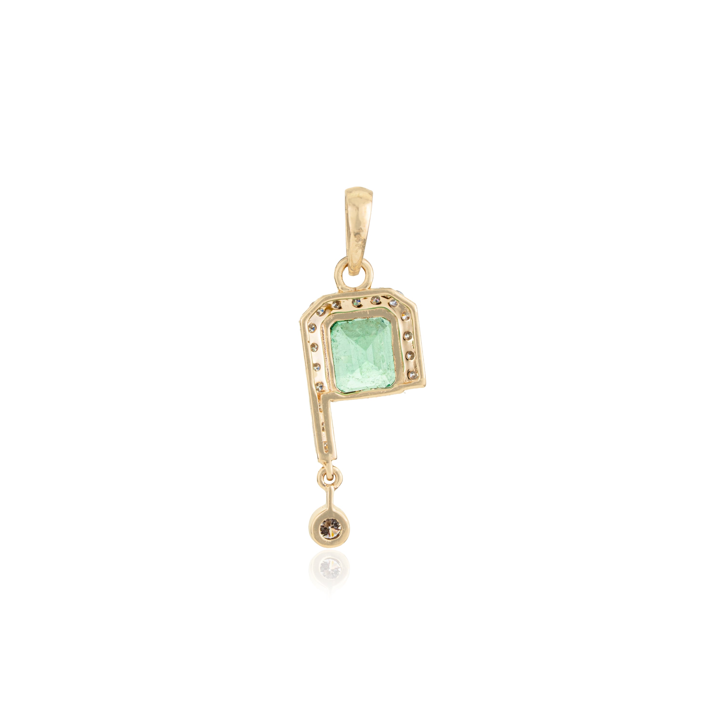 Emerald Diamond Halo & Drop Pendant