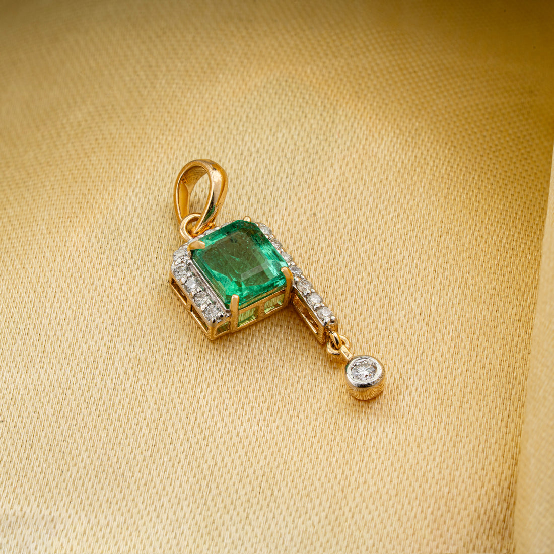 Emerald Diamond Halo & Drop Pendant