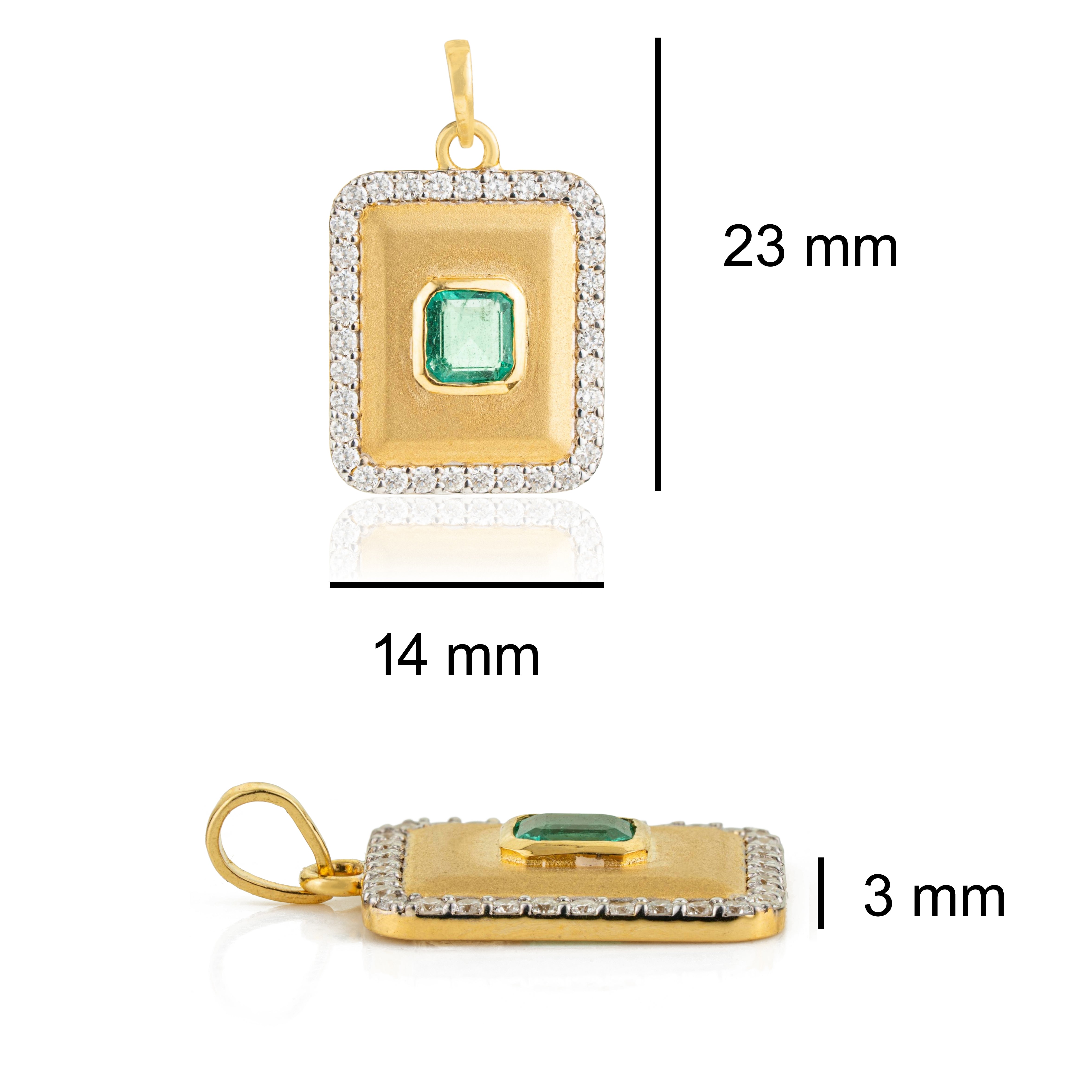 Natural Emerald Diamond Pendant Necklace