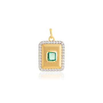 Natural Emerald Diamond Pendant Necklace