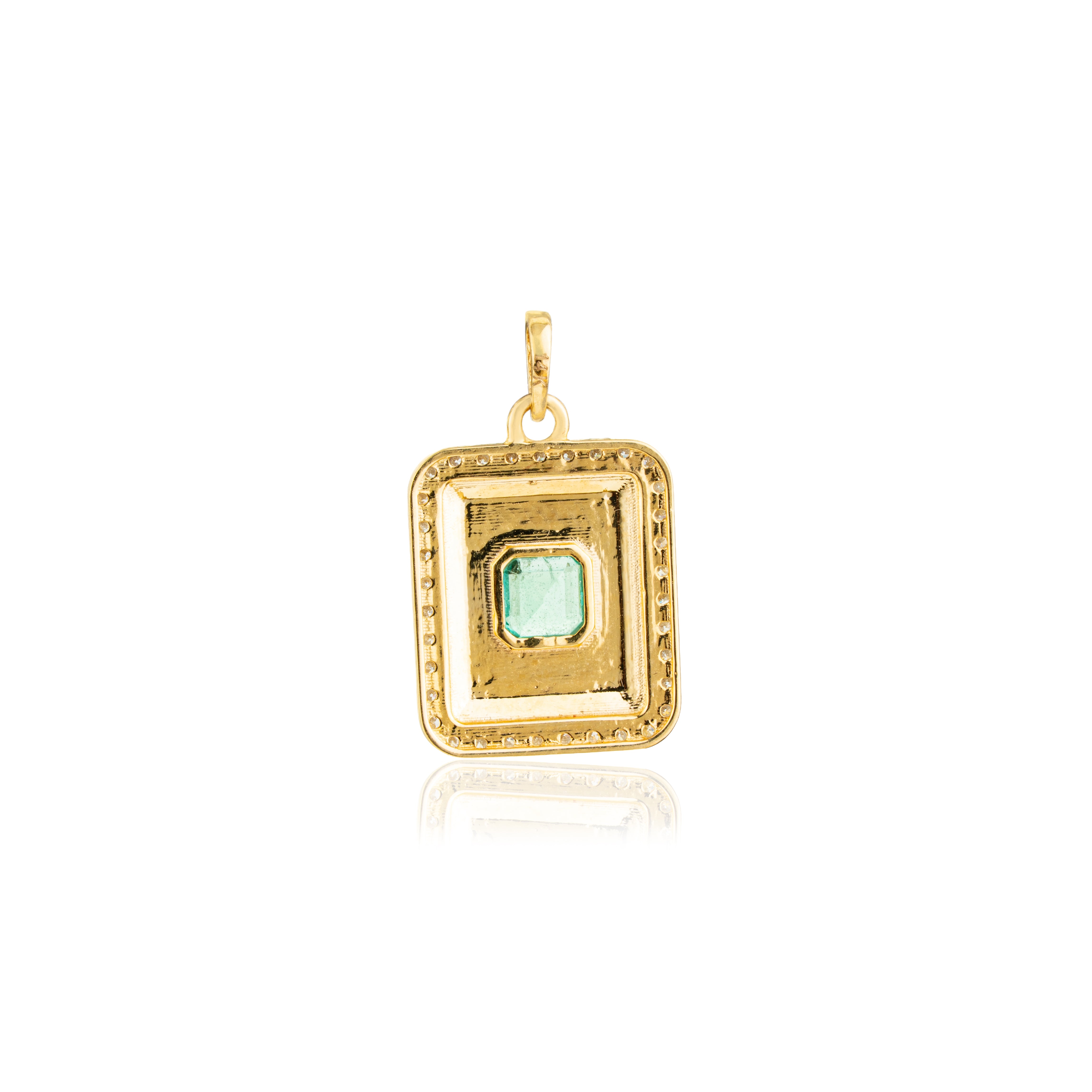 Natural Emerald Diamond Pendant Necklace