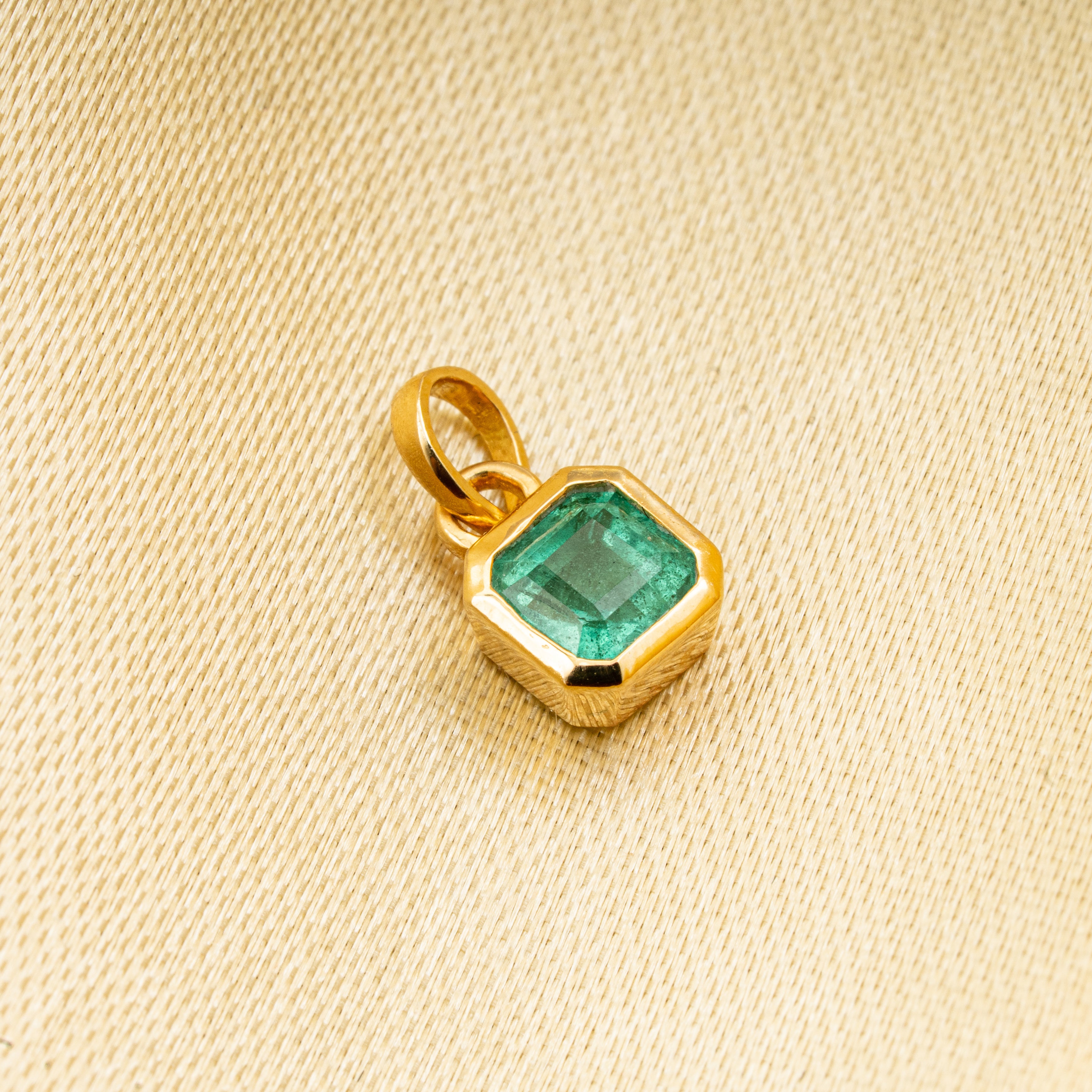 Emerald Bezel Set Pendant