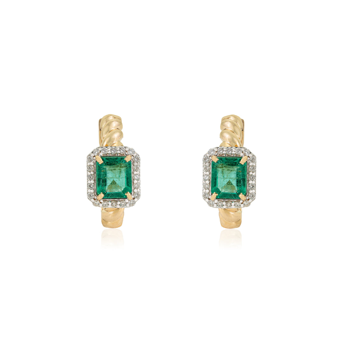 Emerald Diamond Hoop Earrings