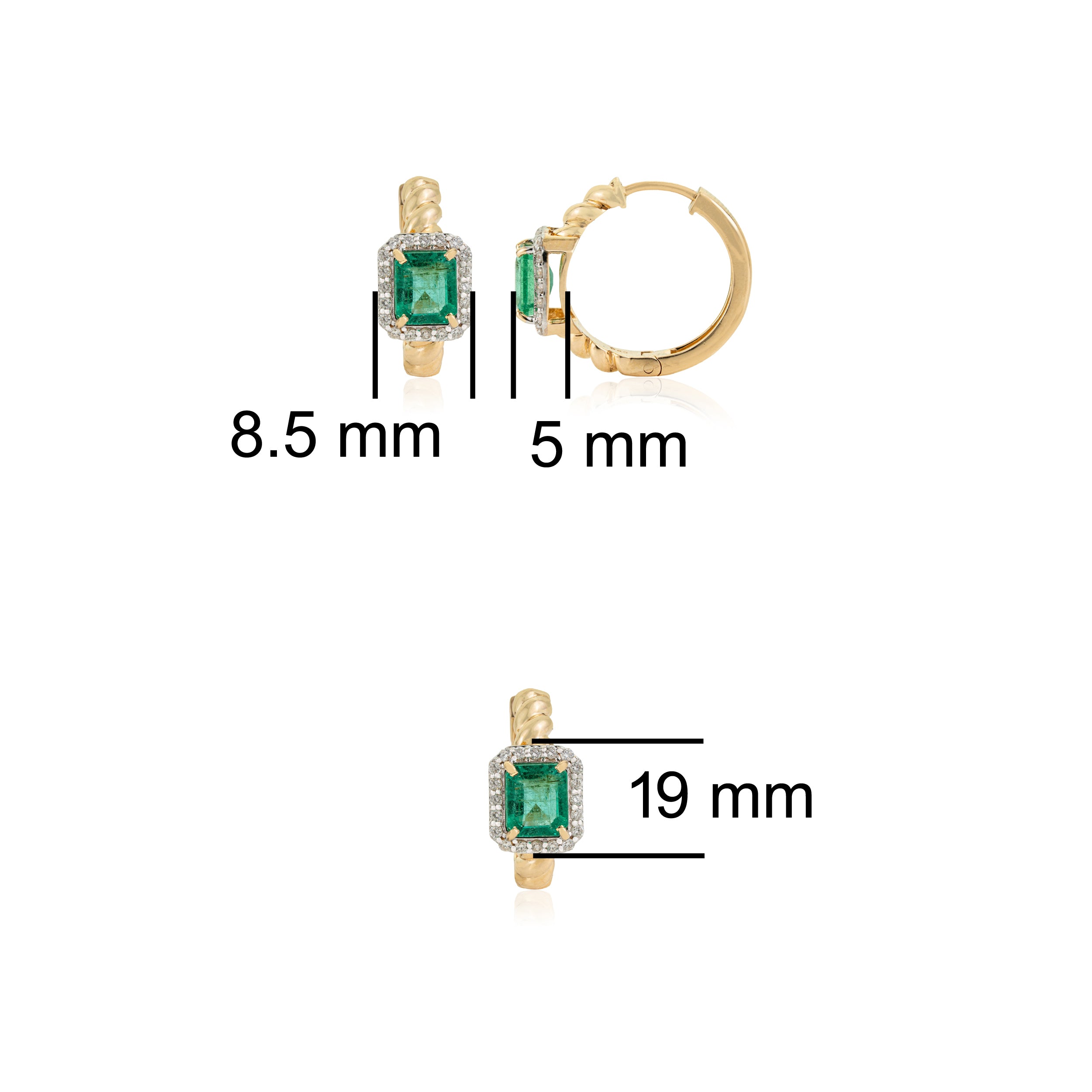 Emerald Diamond Hoop Earrings