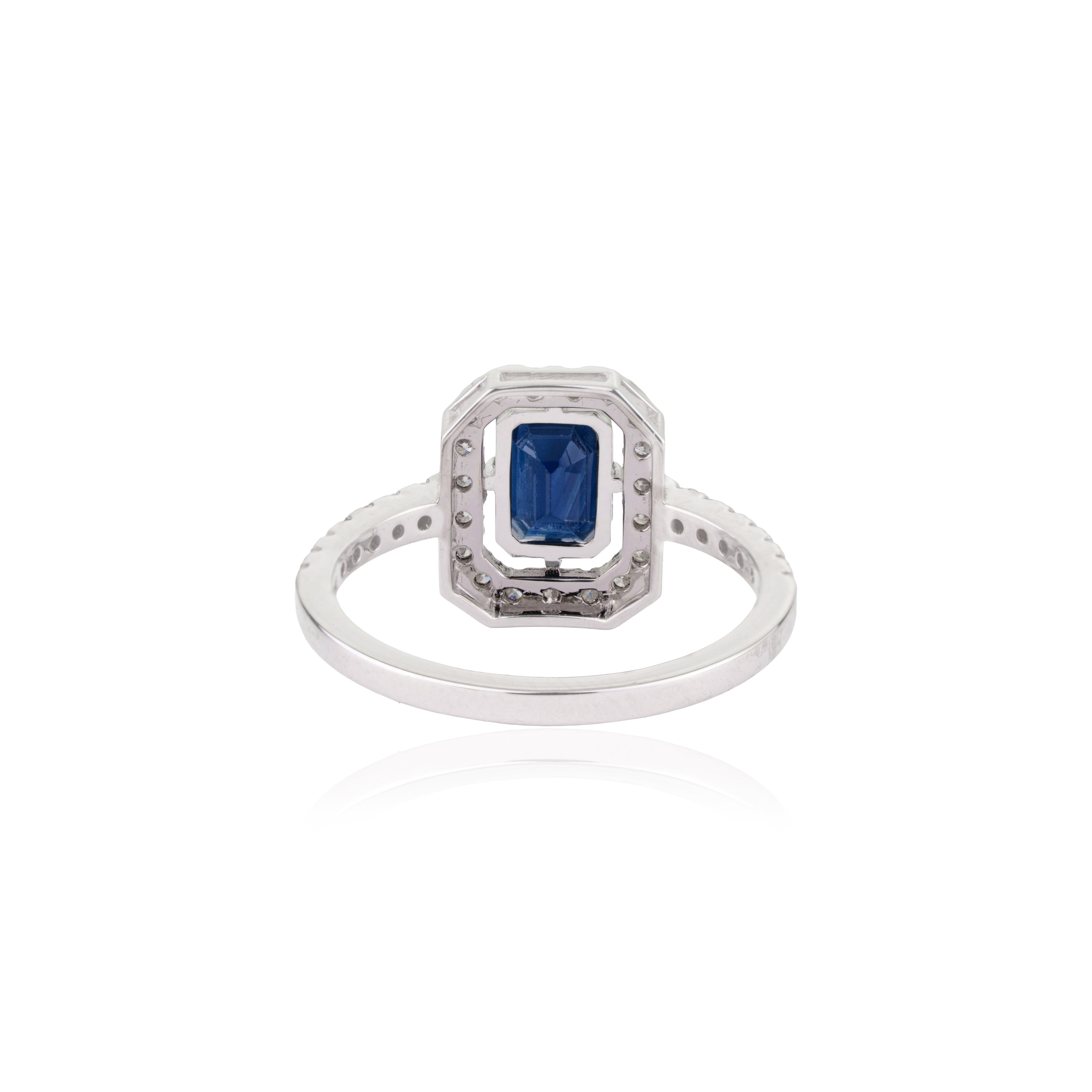 Blue Sapphire Diamond Halo Ring