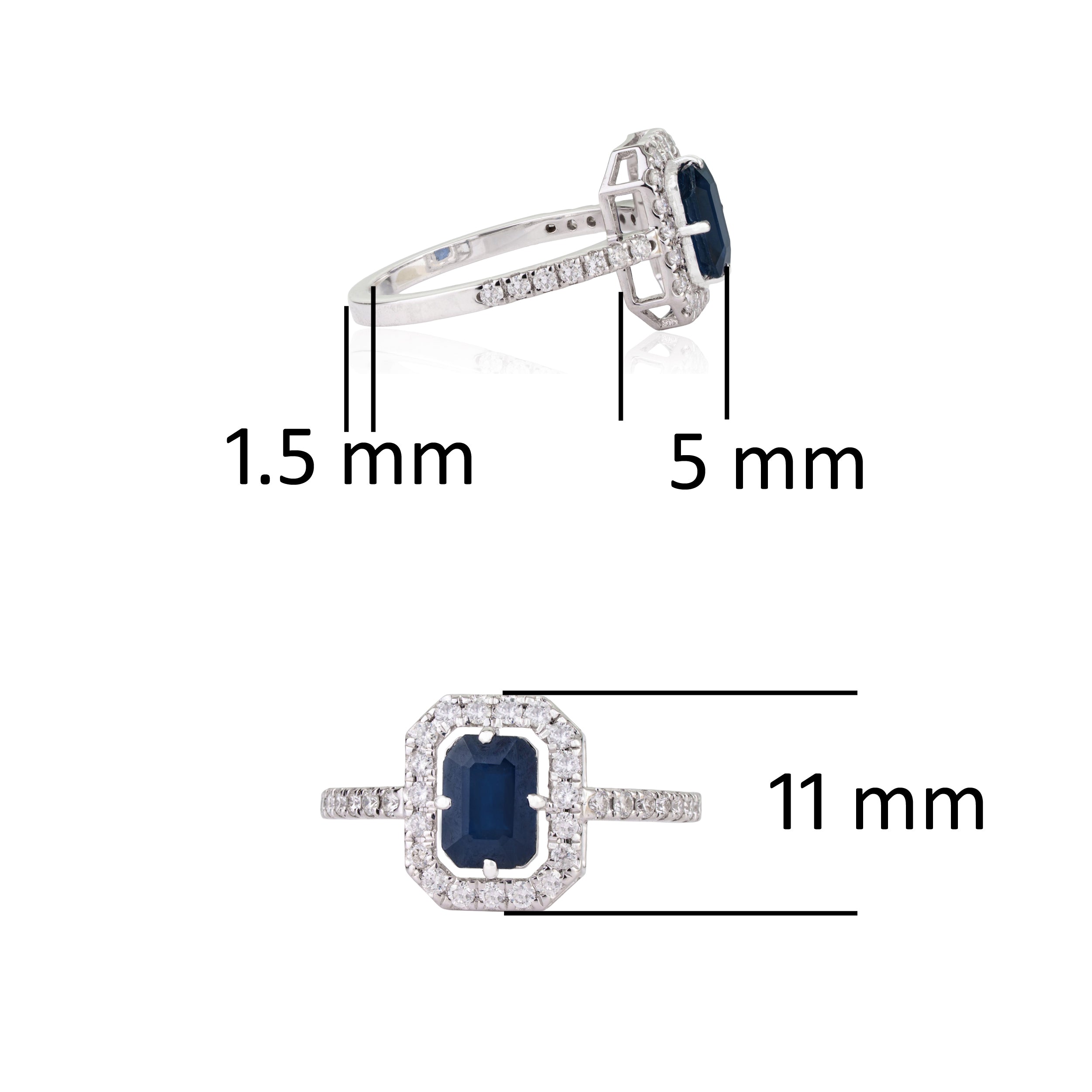 Blue Sapphire Diamond Halo Ring