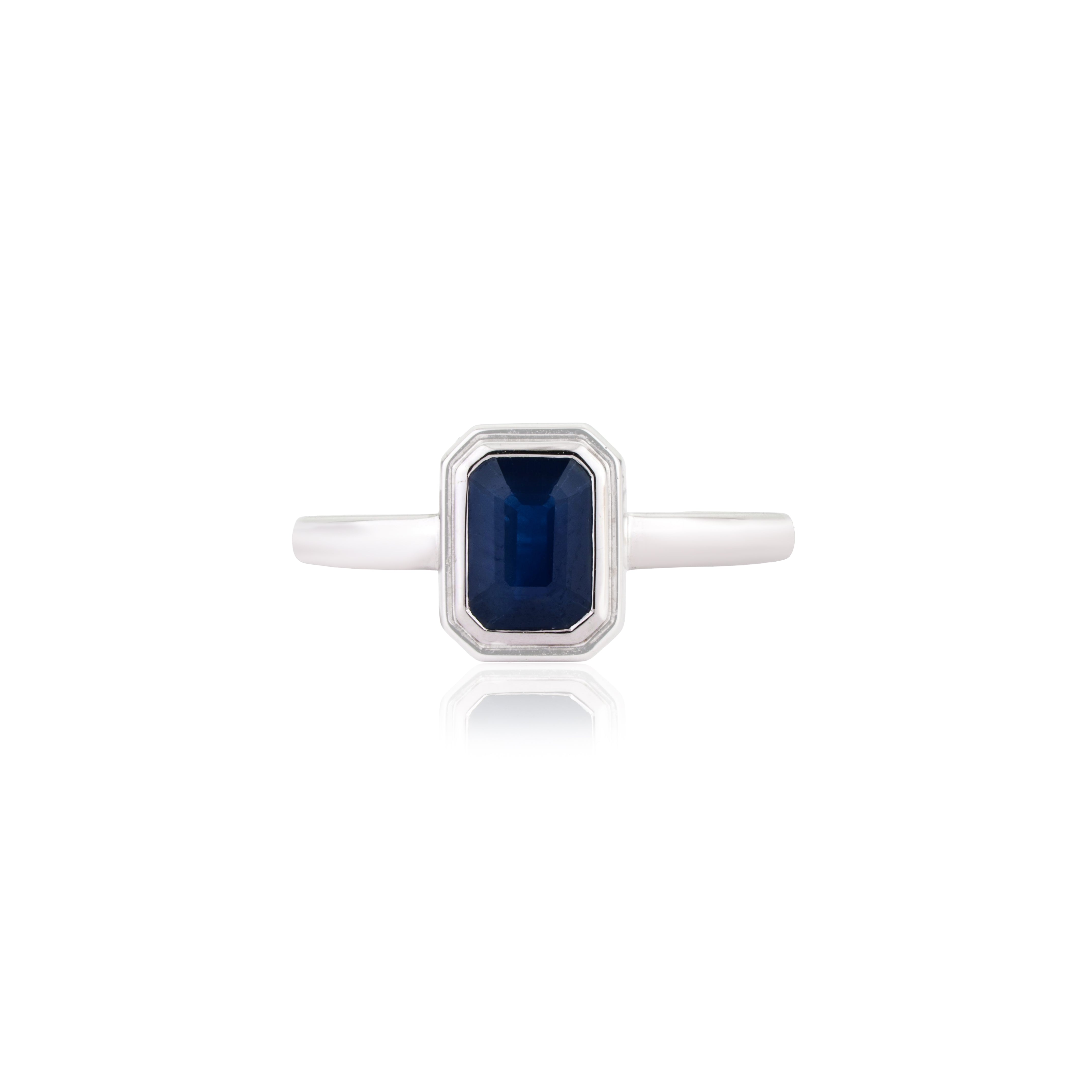 Blue Sapphire Bezel Set Ring