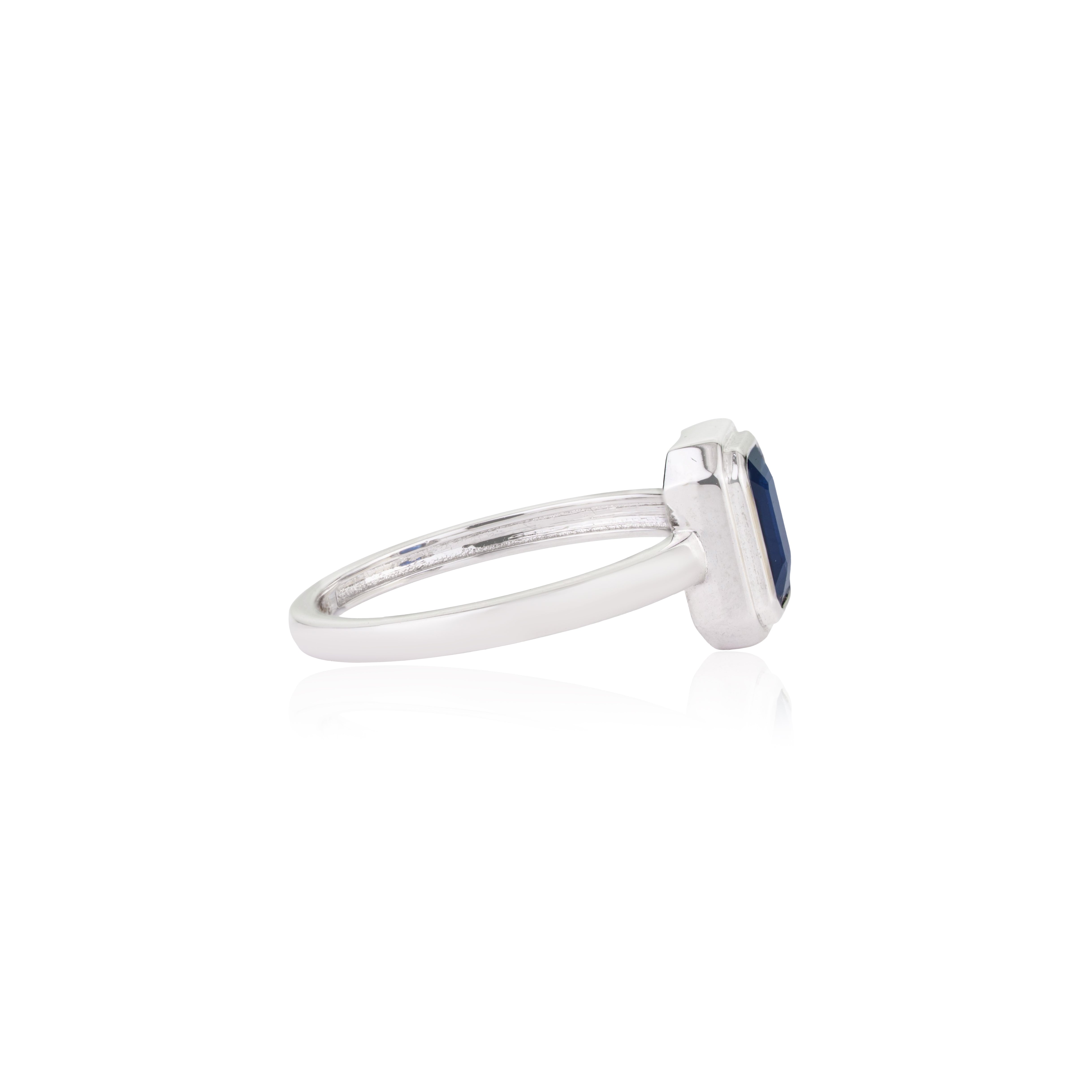 Blue Sapphire Bezel Set Ring