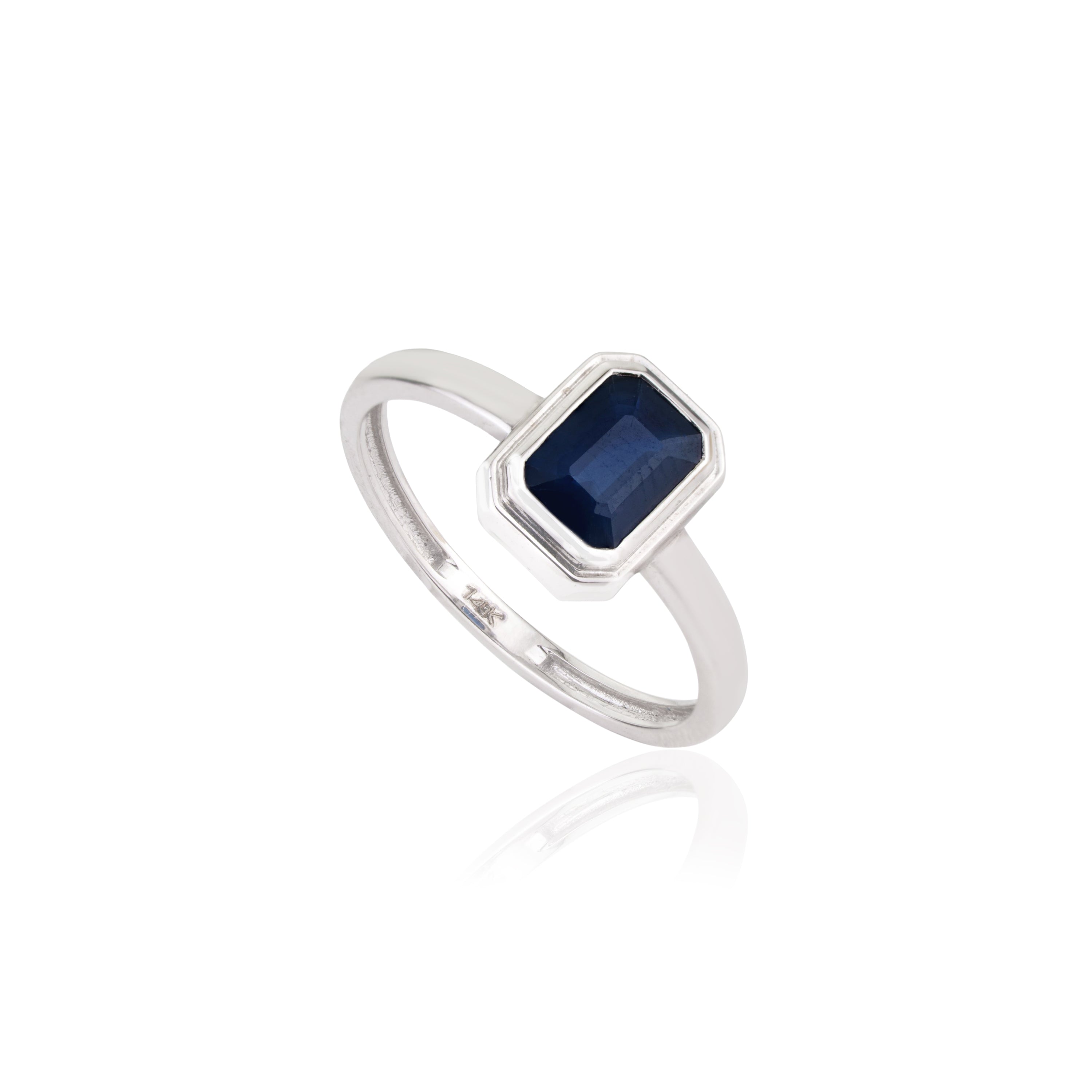 Blue Sapphire Bezel Set Ring