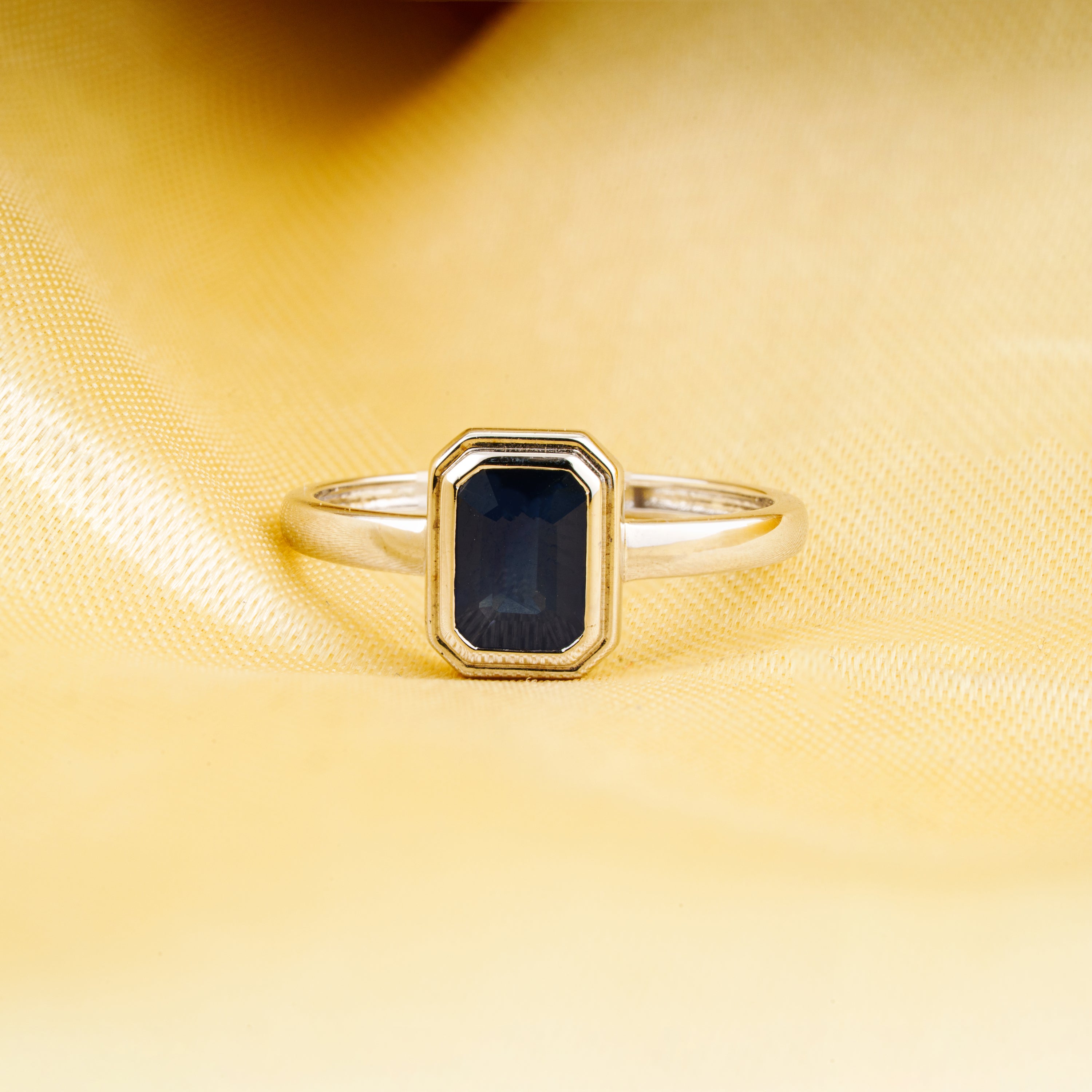 Blue Sapphire Bezel Set Ring