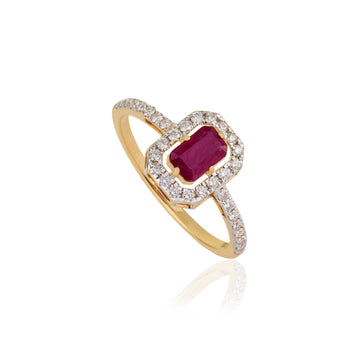 Ruby & Diamond Halo Ring