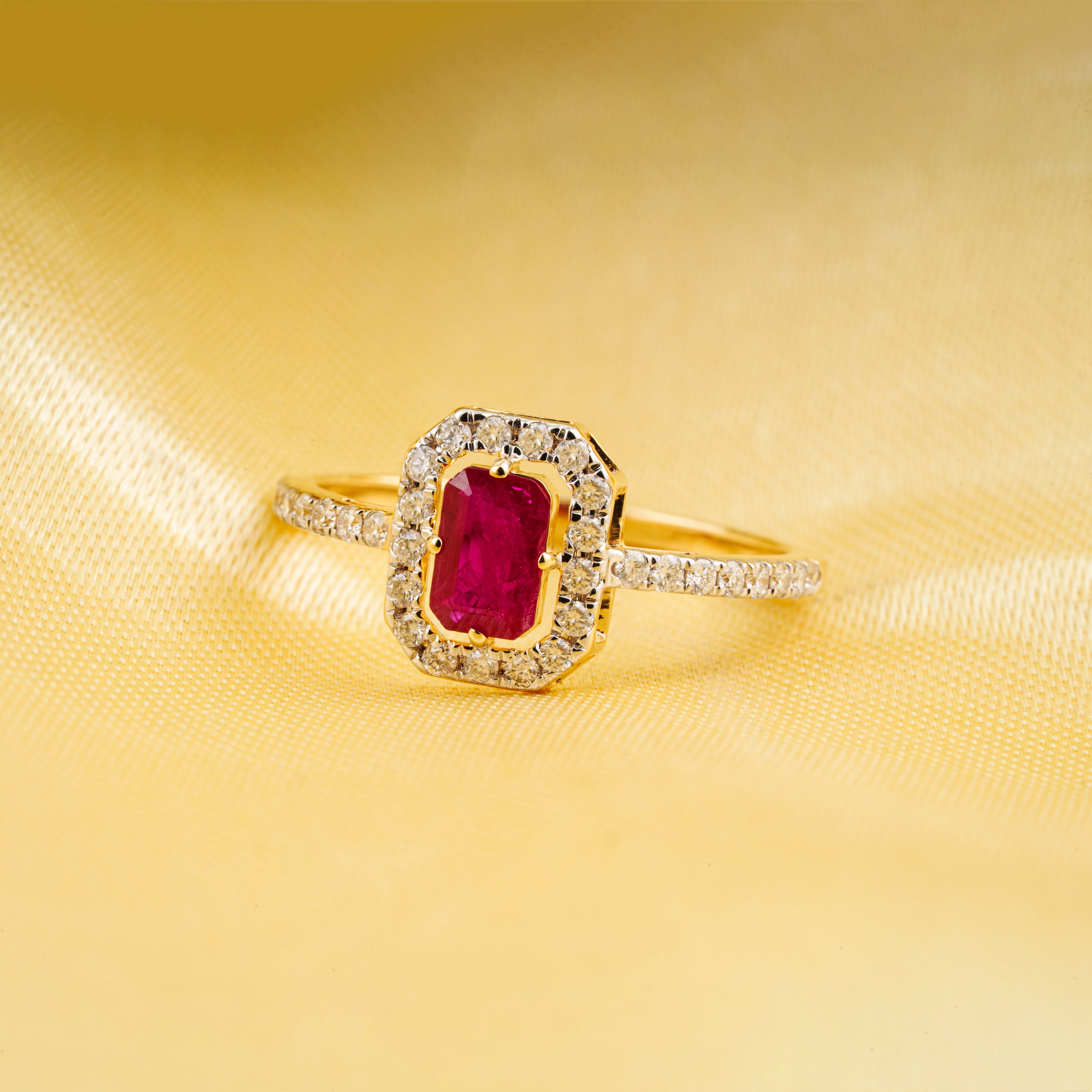 Ruby & Diamond Halo Ring