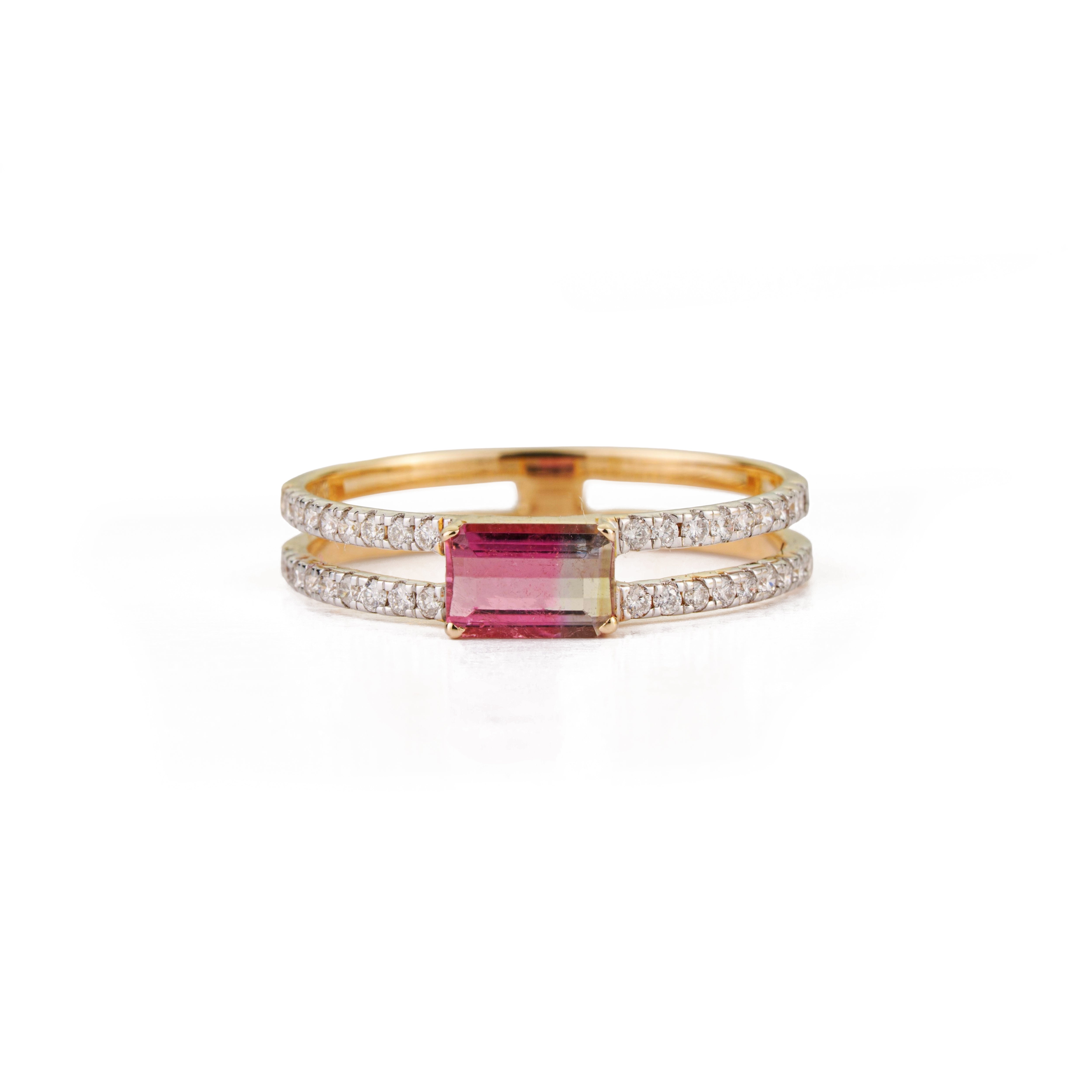 Watermelon Tourmaline Diamond Ring
