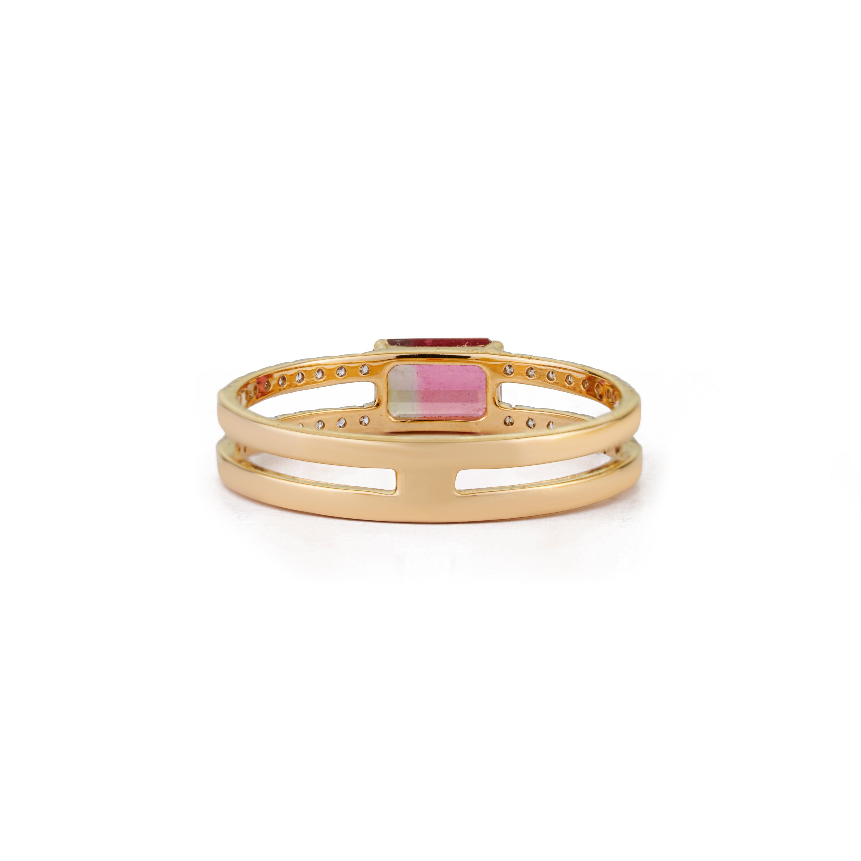 Watermelon Tourmaline Diamond Ring
