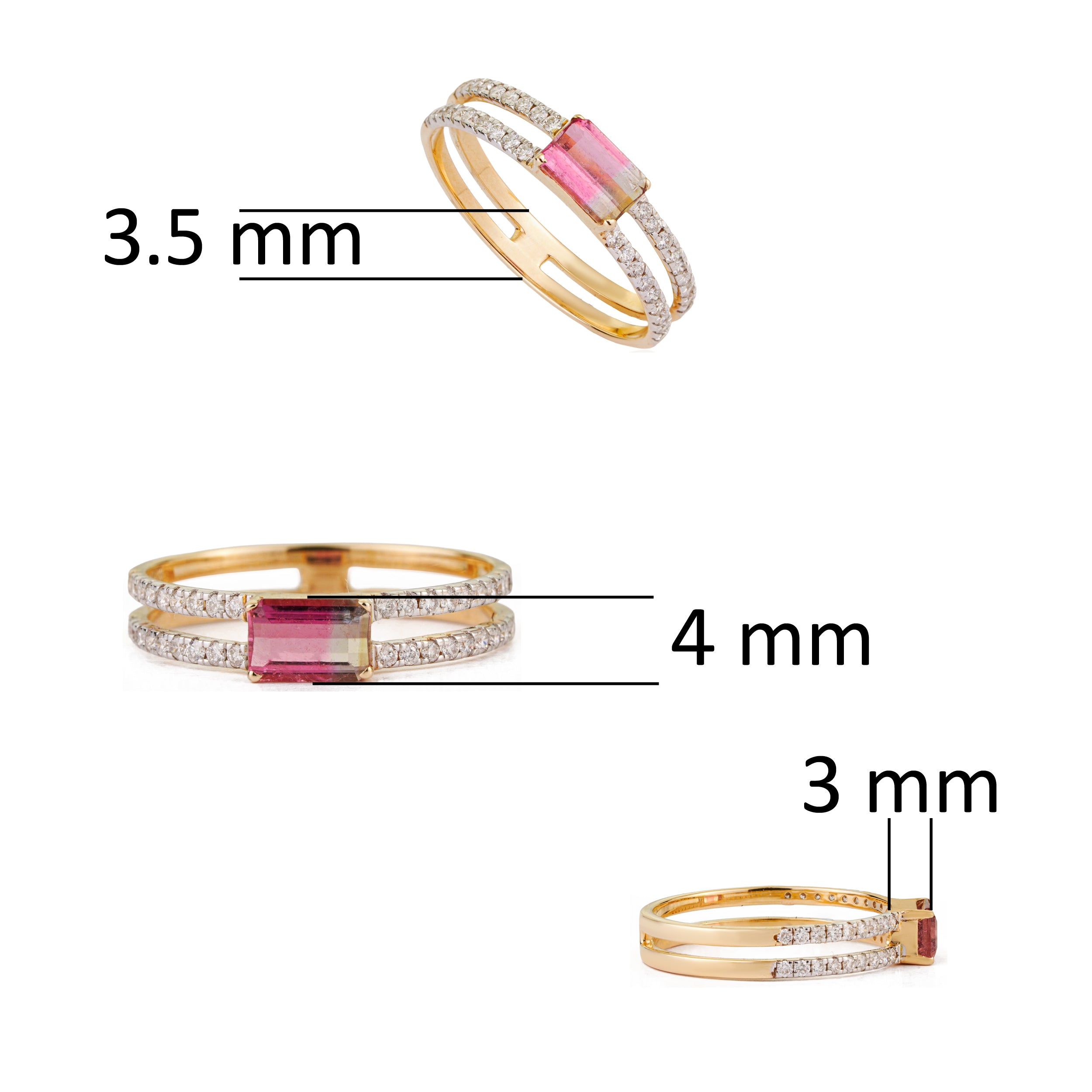 Watermelon Tourmaline Diamond Ring