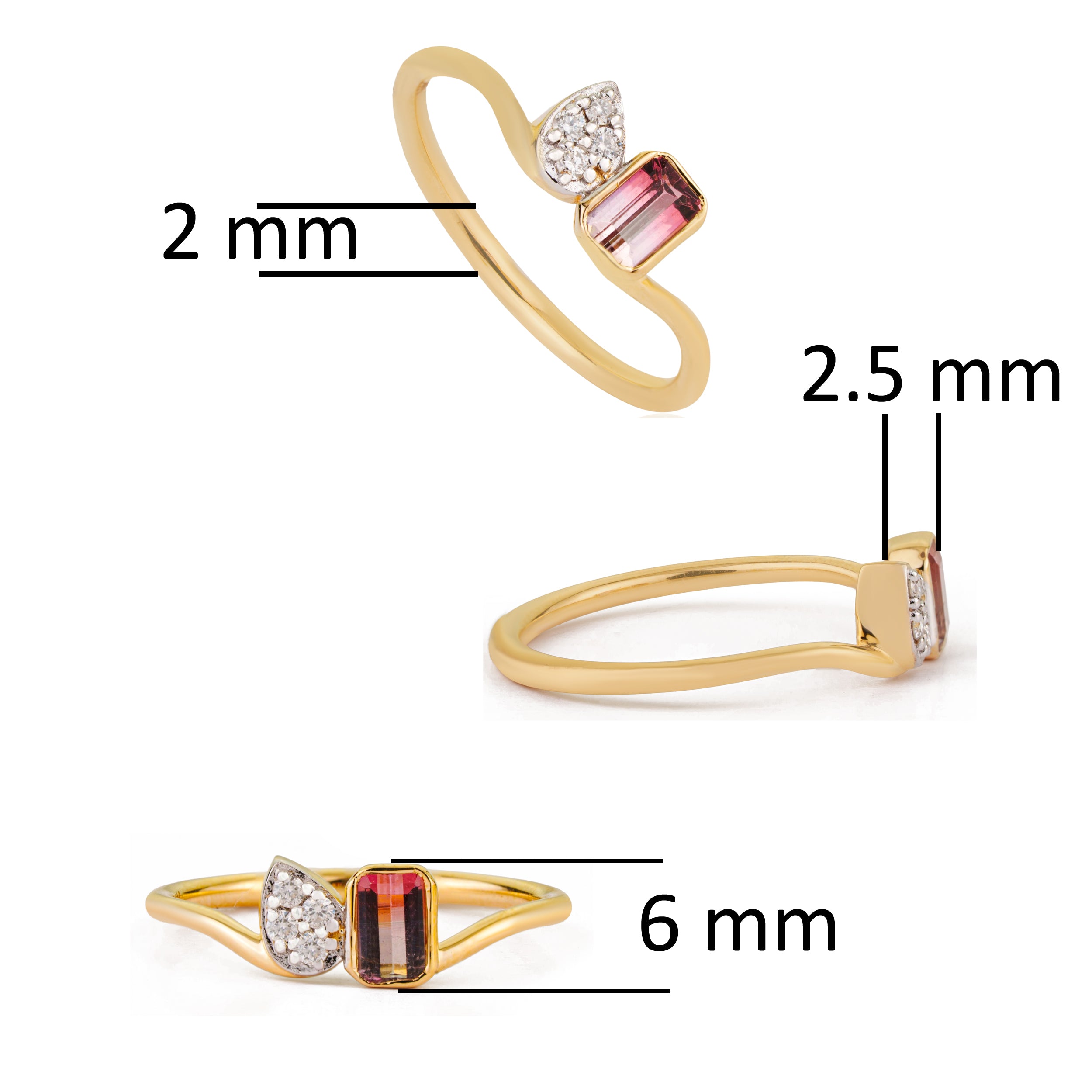 Watermelon Tourmaline Diamond Ring