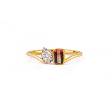 Watermelon Tourmaline Diamond Ring