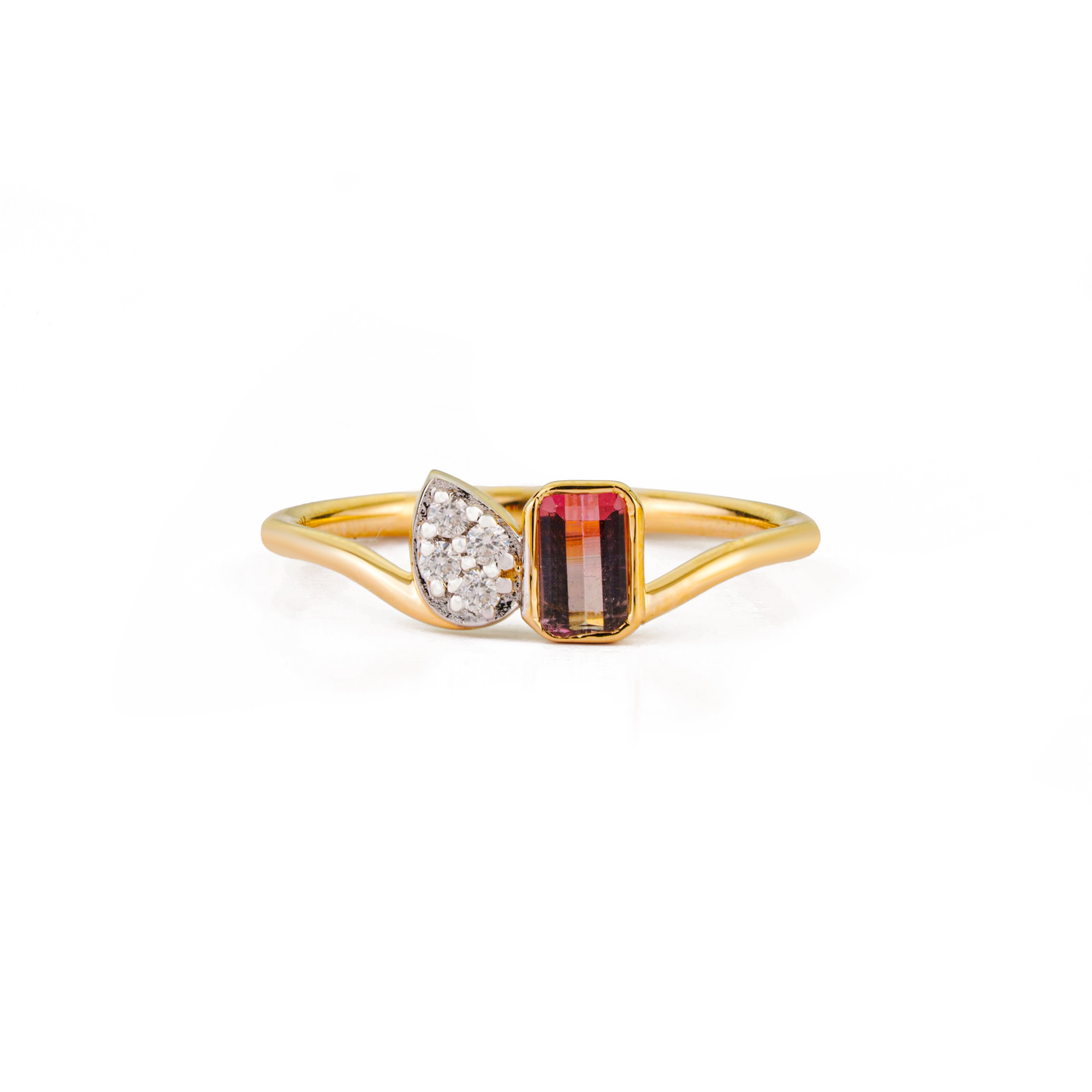 Watermelon Tourmaline Diamond Ring