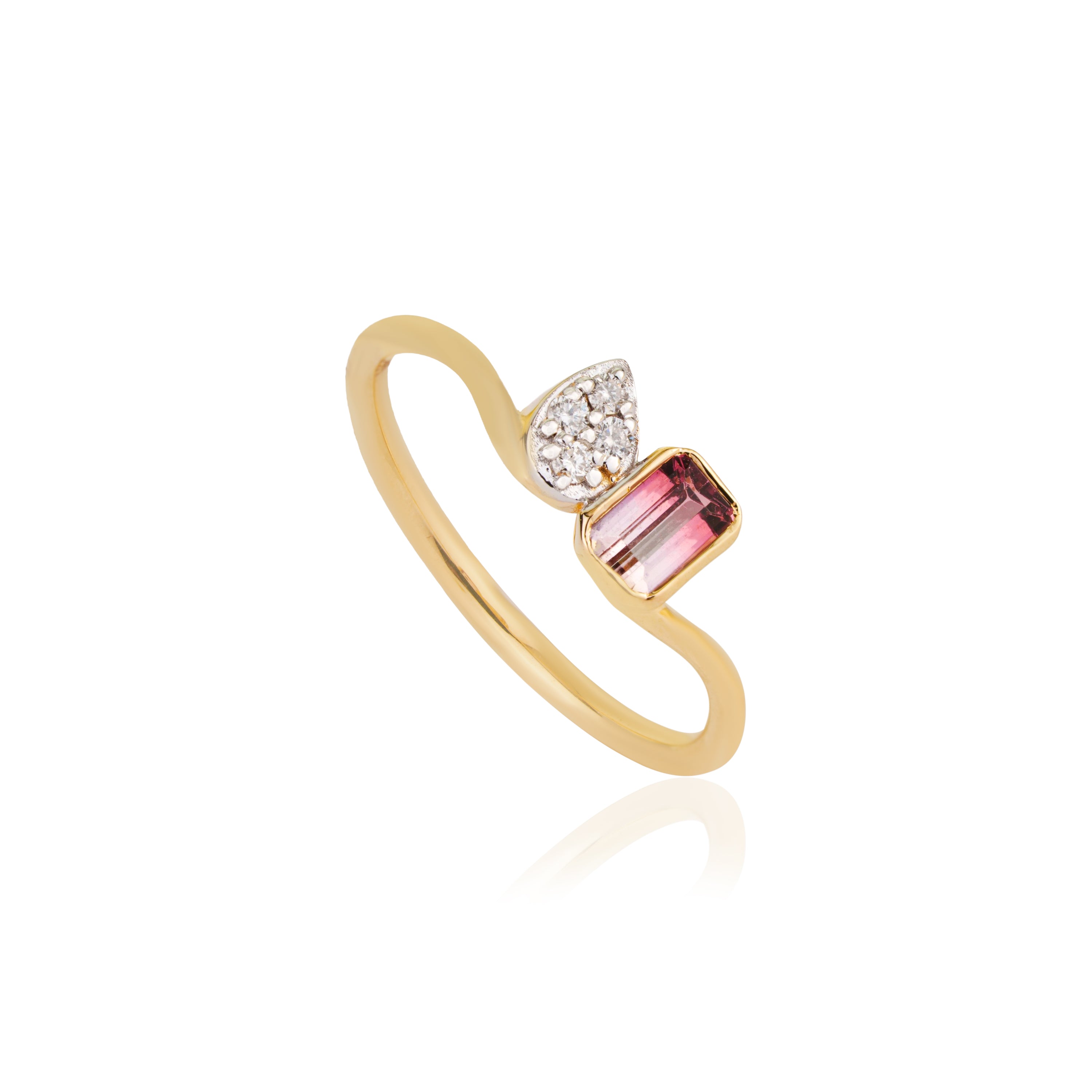 Watermelon Tourmaline Diamond Ring