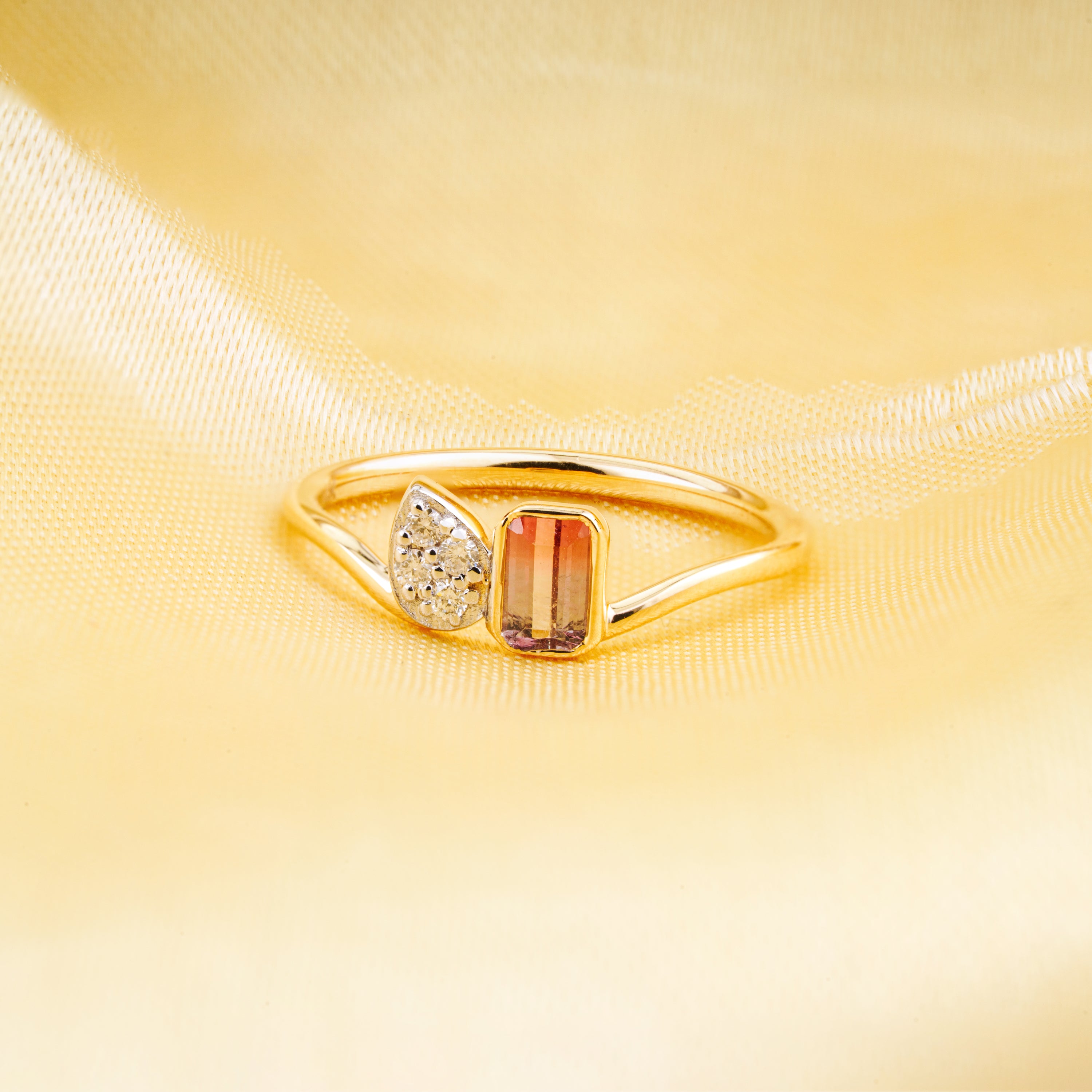 Watermelon Tourmaline Diamond Ring