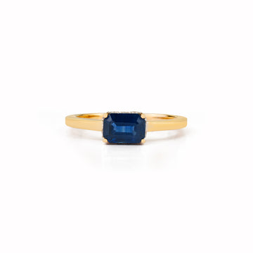 Emerald Cut Blue Sapphire diamond Ring