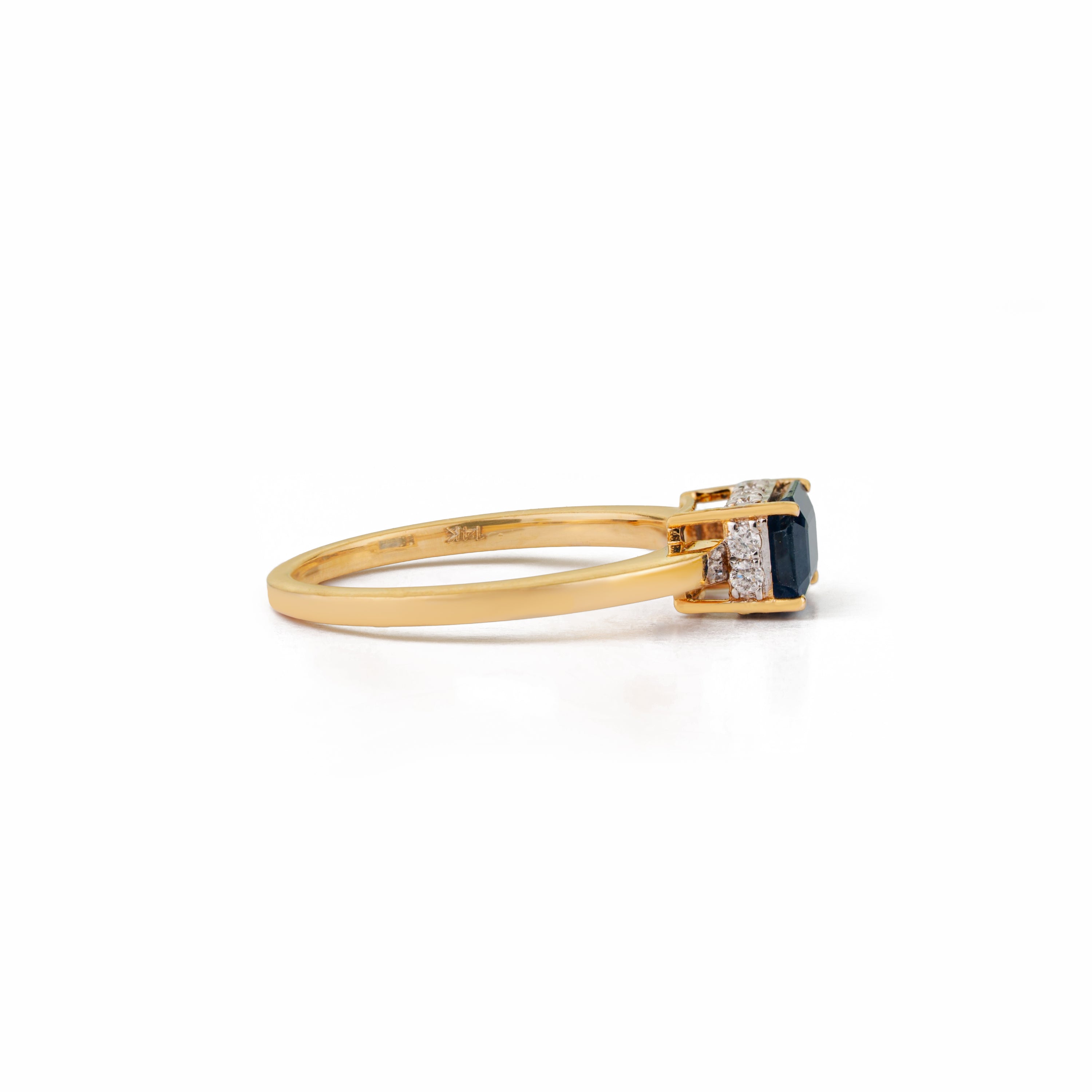 Emerald Cut Blue Sapphire diamond Ring