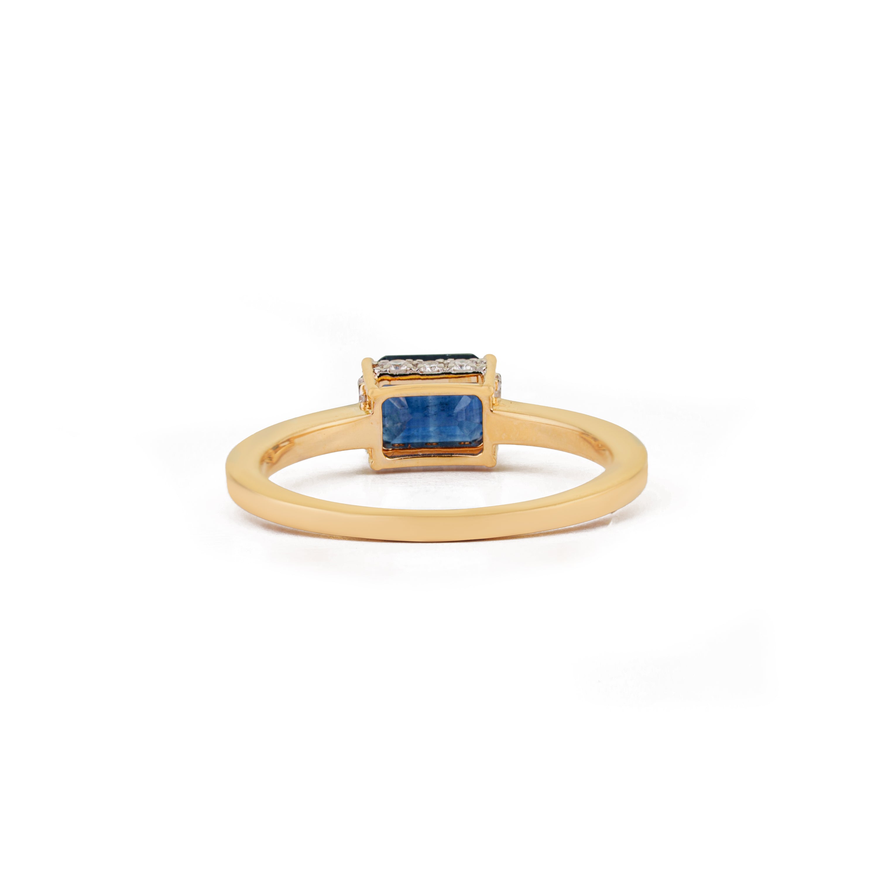 Emerald Cut Blue Sapphire diamond Ring
