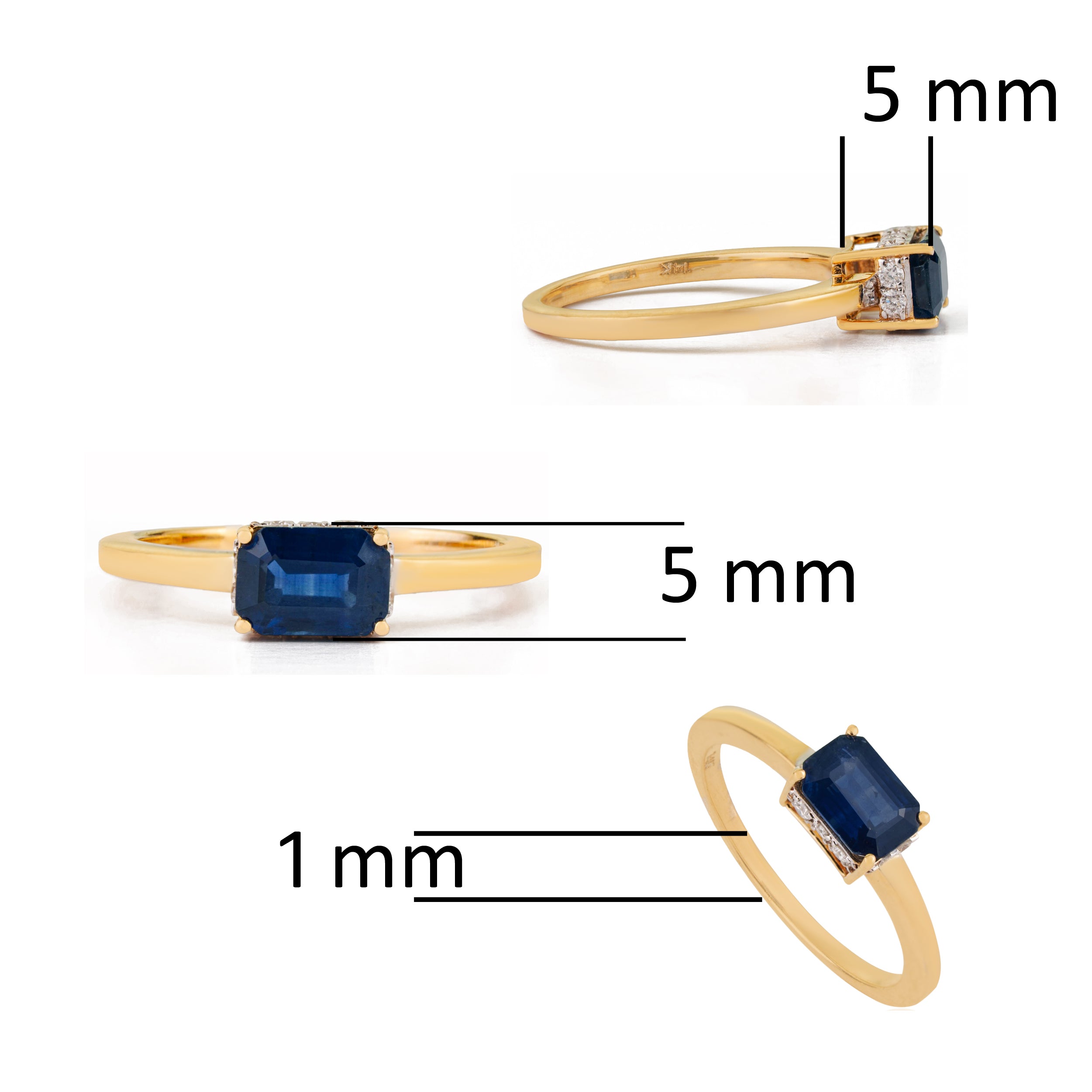 Emerald Cut Blue Sapphire diamond Ring