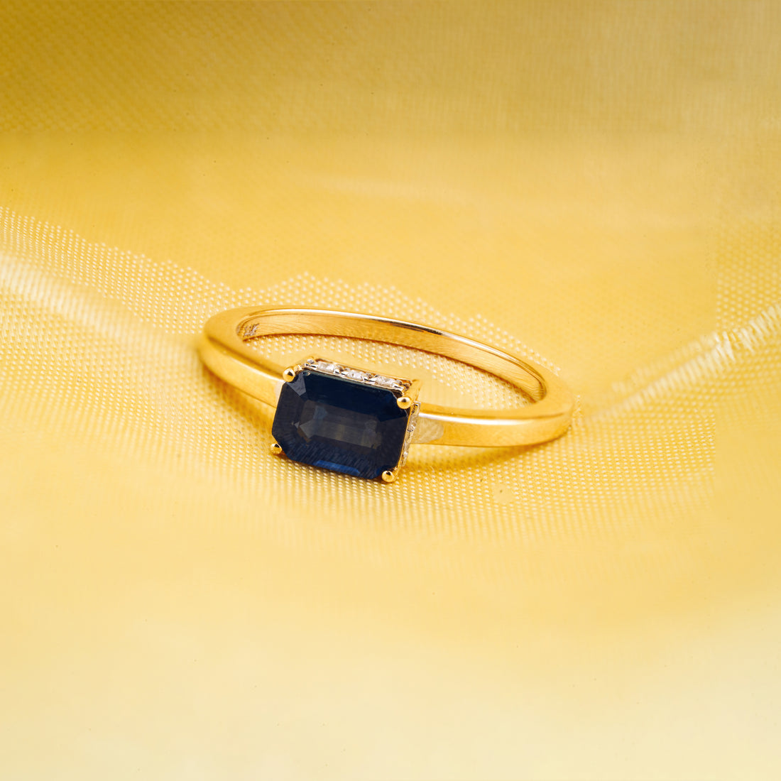 Emerald Cut Blue Sapphire diamond Ring