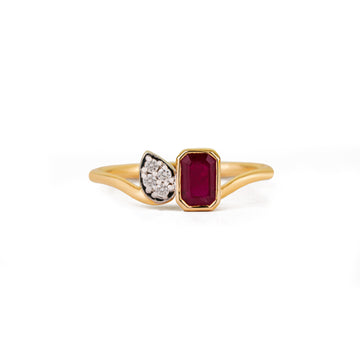 Emerald Cut Ruby Diamond Ring