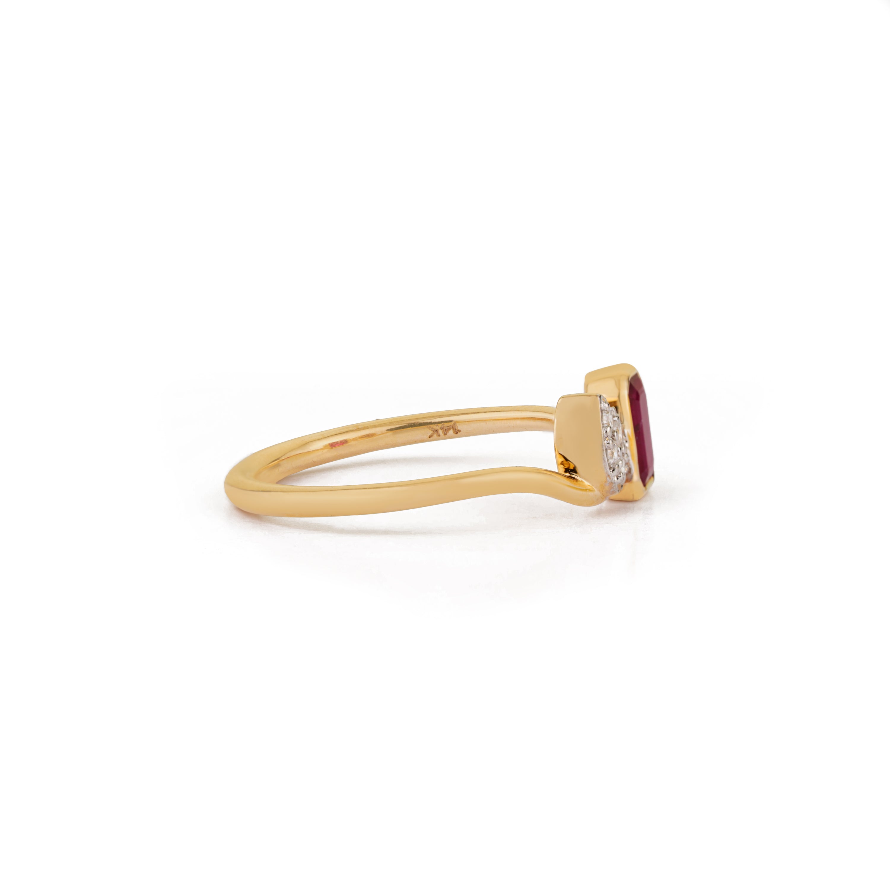 Emerald Cut Ruby Diamond Ring