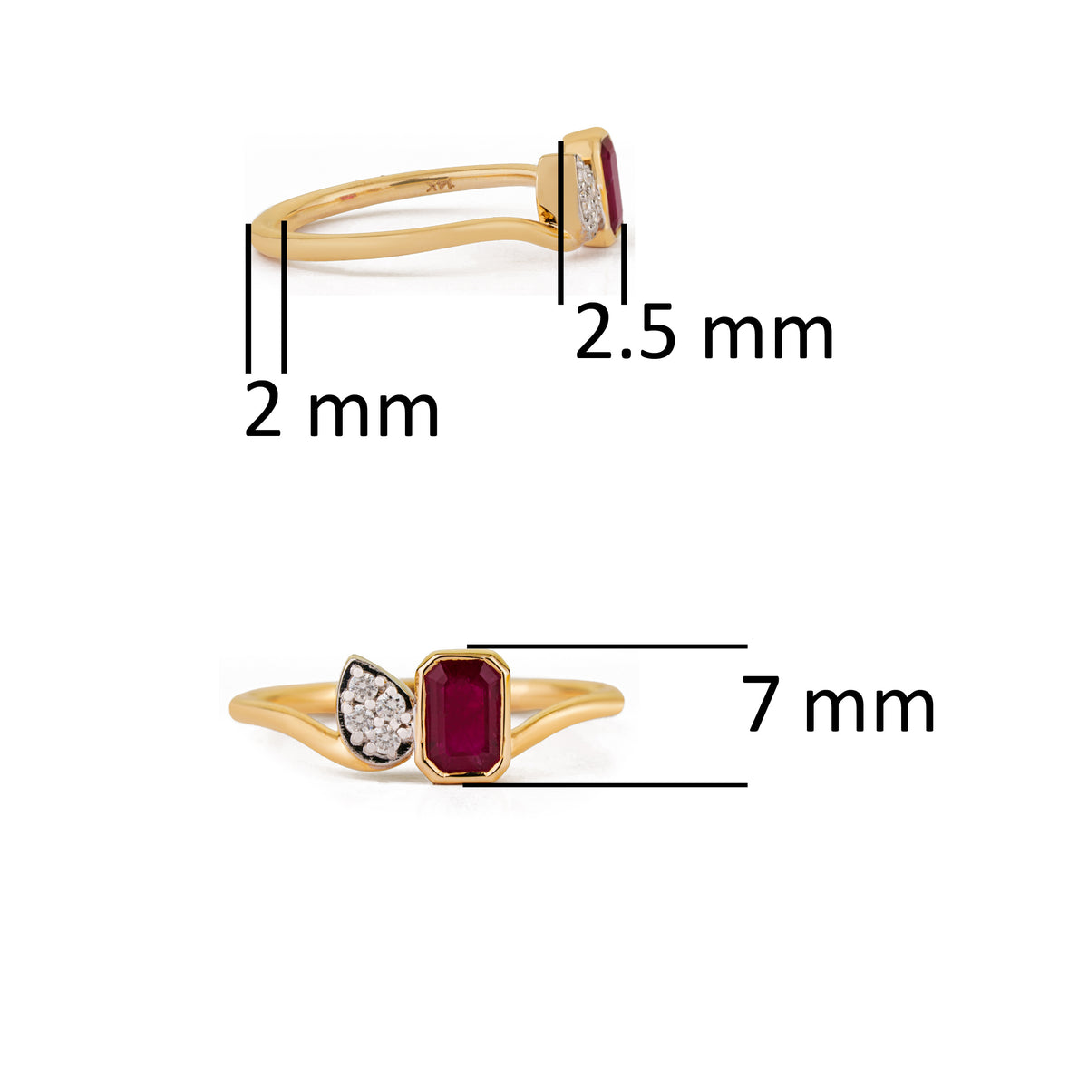 Emerald Cut Ruby Diamond Ring