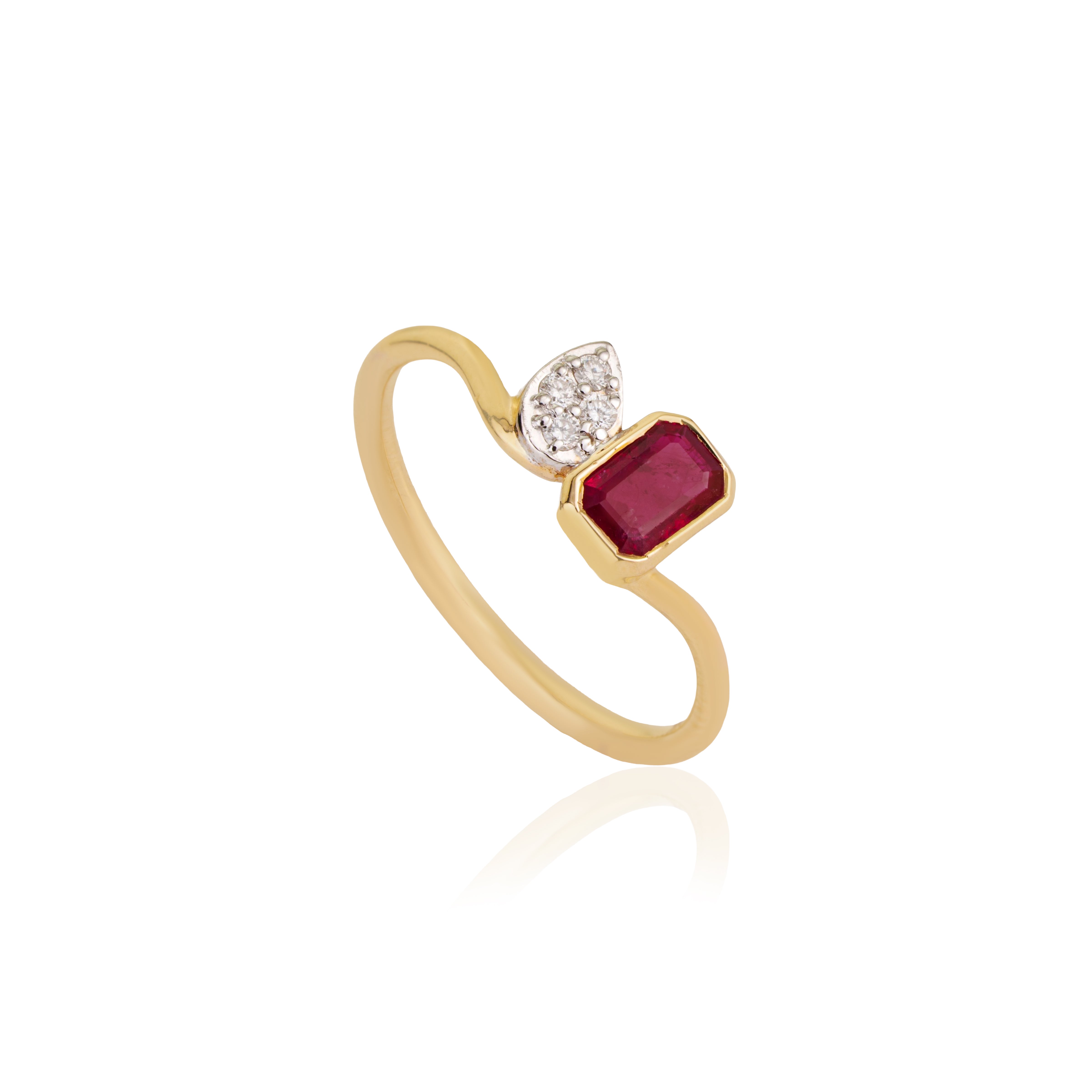 Emerald Cut Ruby Diamond Ring