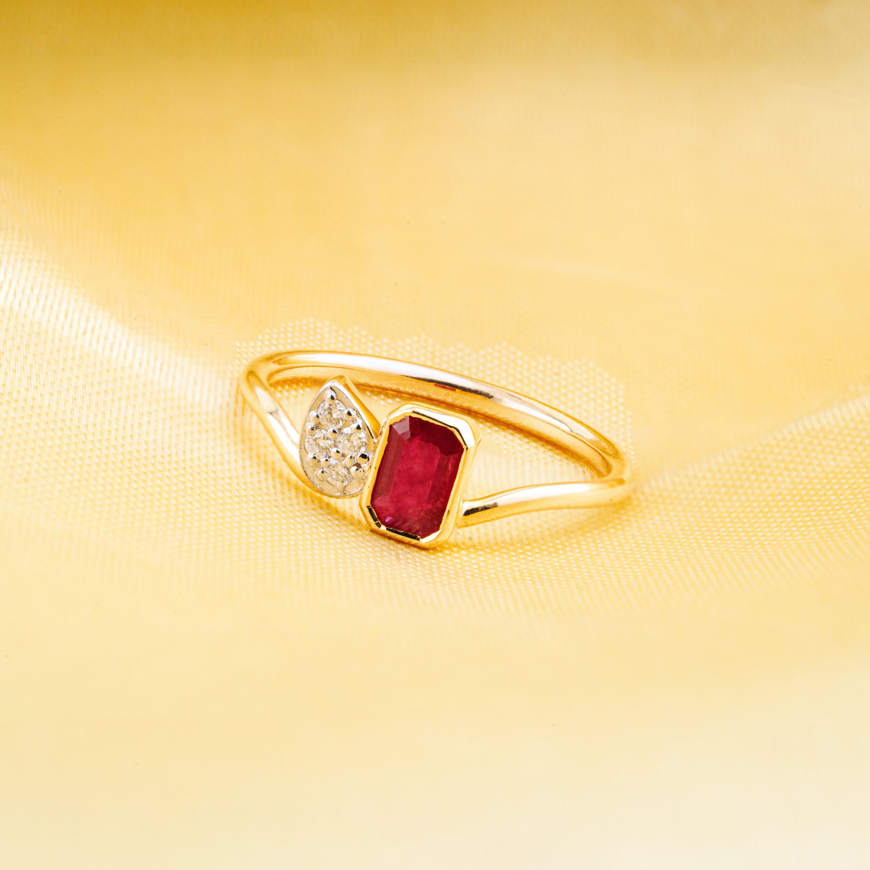 Emerald Cut Ruby Diamond Ring