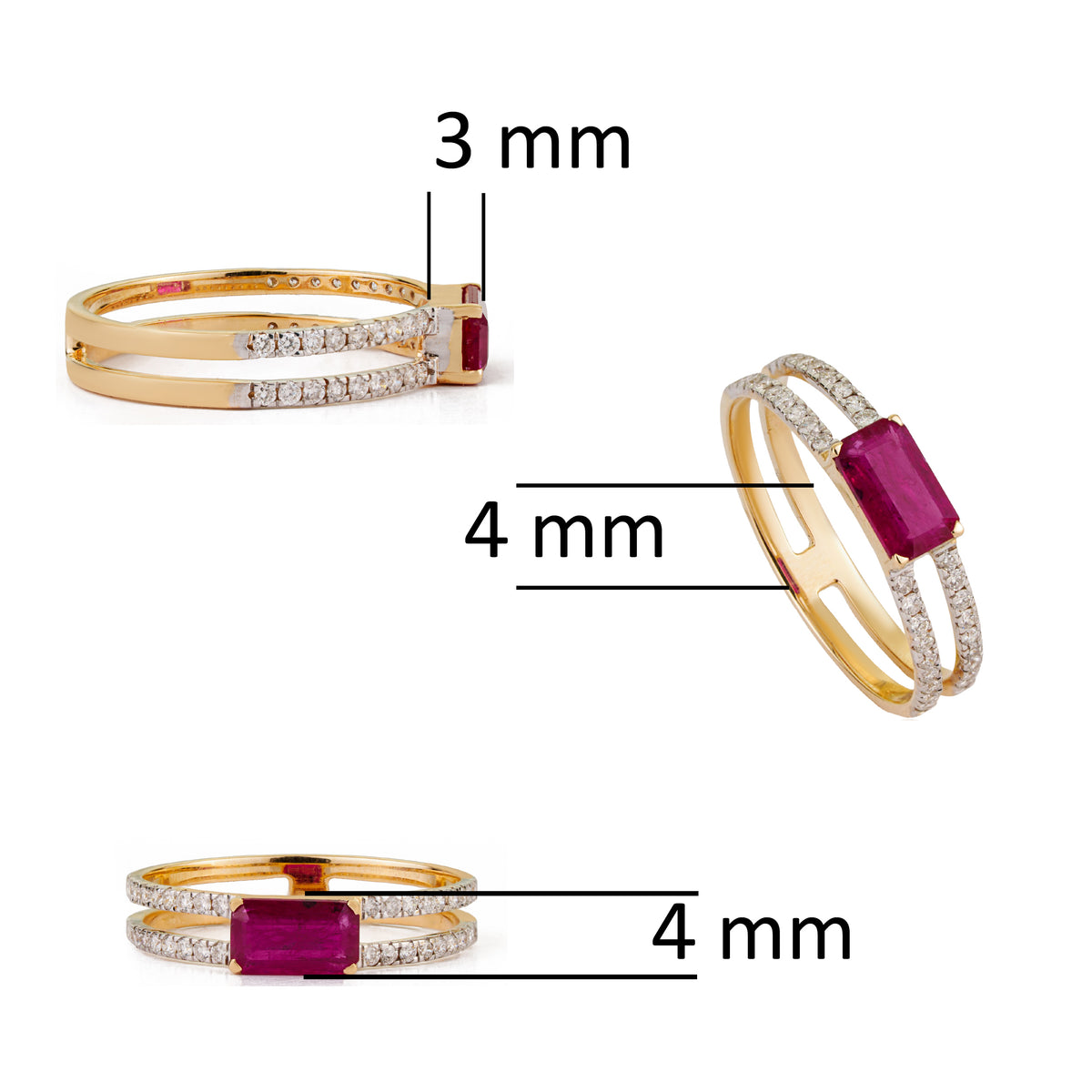 Ruby & Diamond Split Band Ring