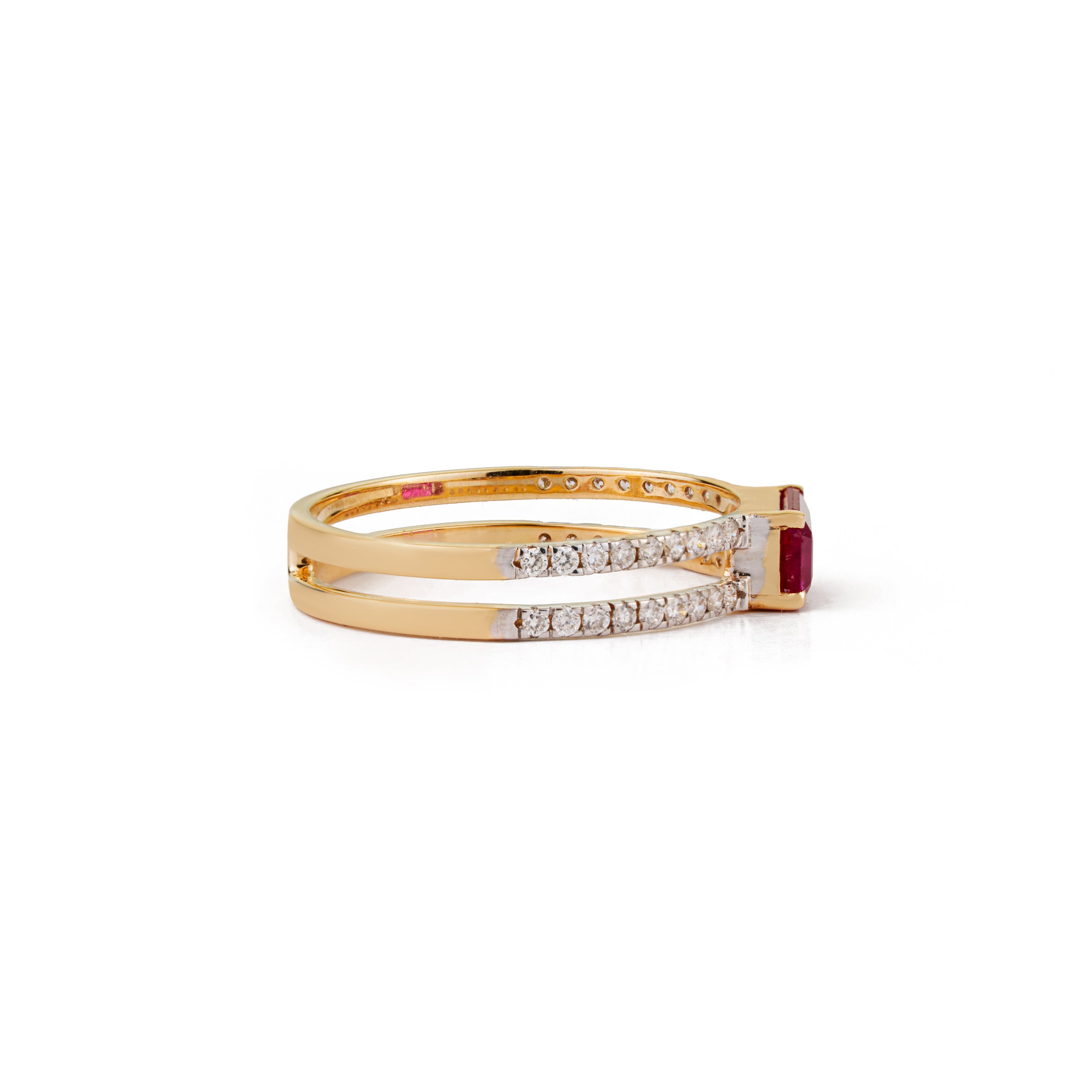 Ruby & Diamond Split Band Ring