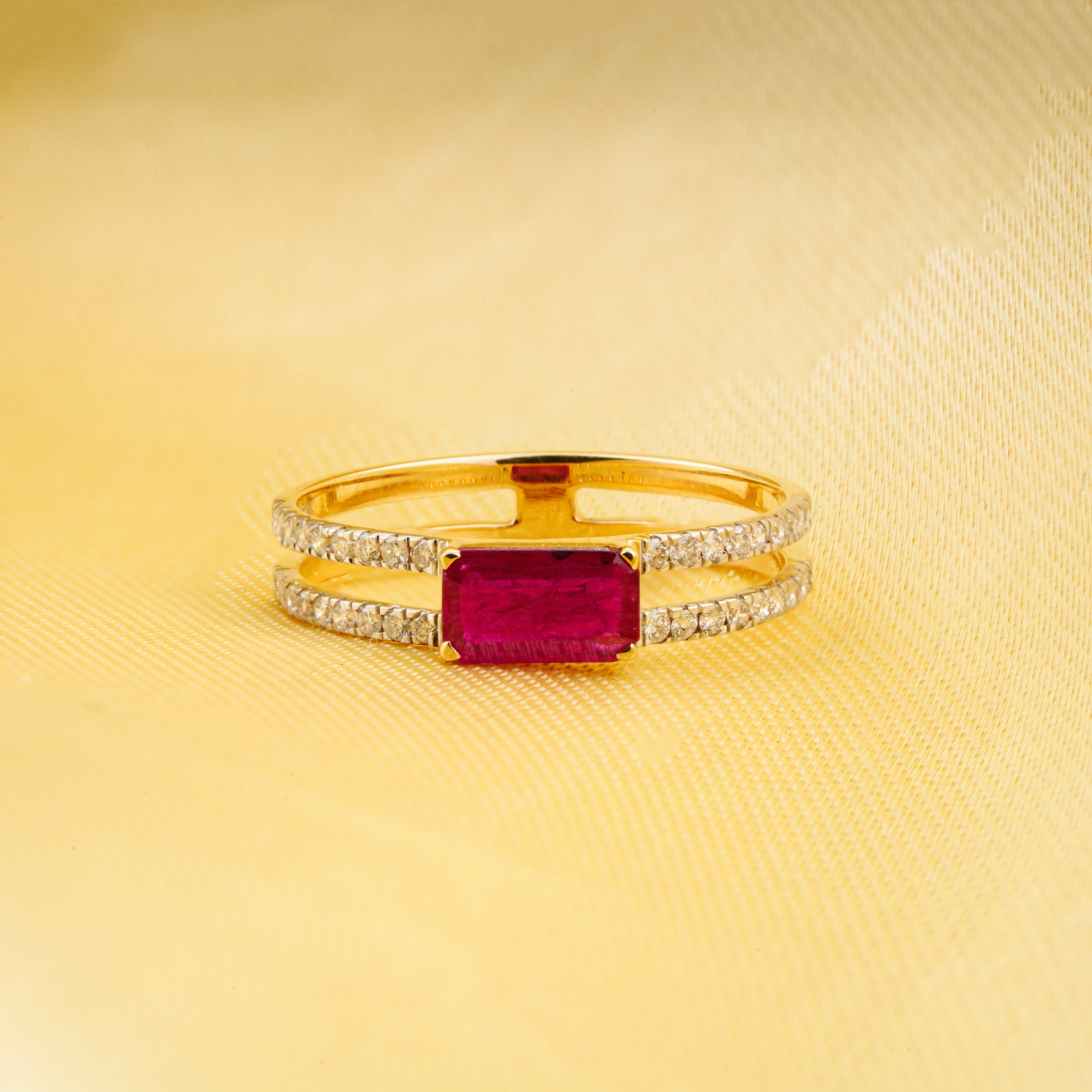 Ruby & Diamond Split Band Ring