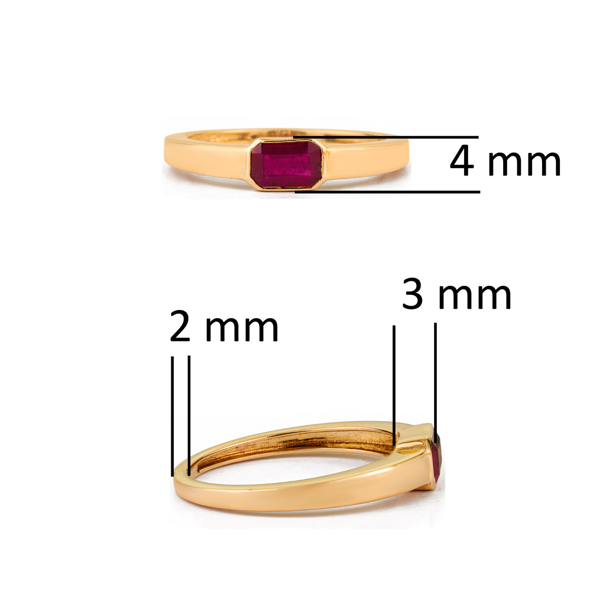 Emerald Cut Ruby Ring