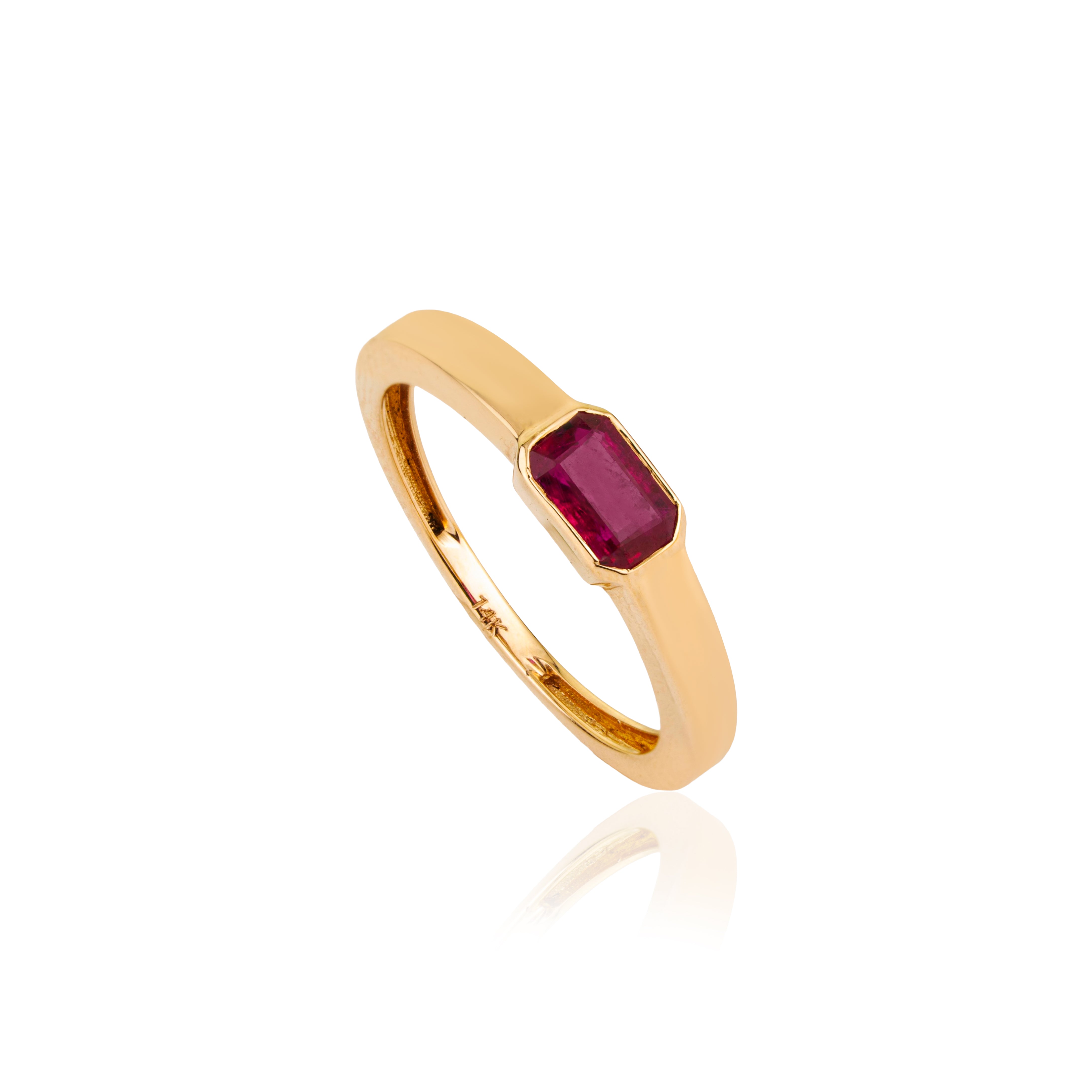 Emerald Cut Ruby Ring