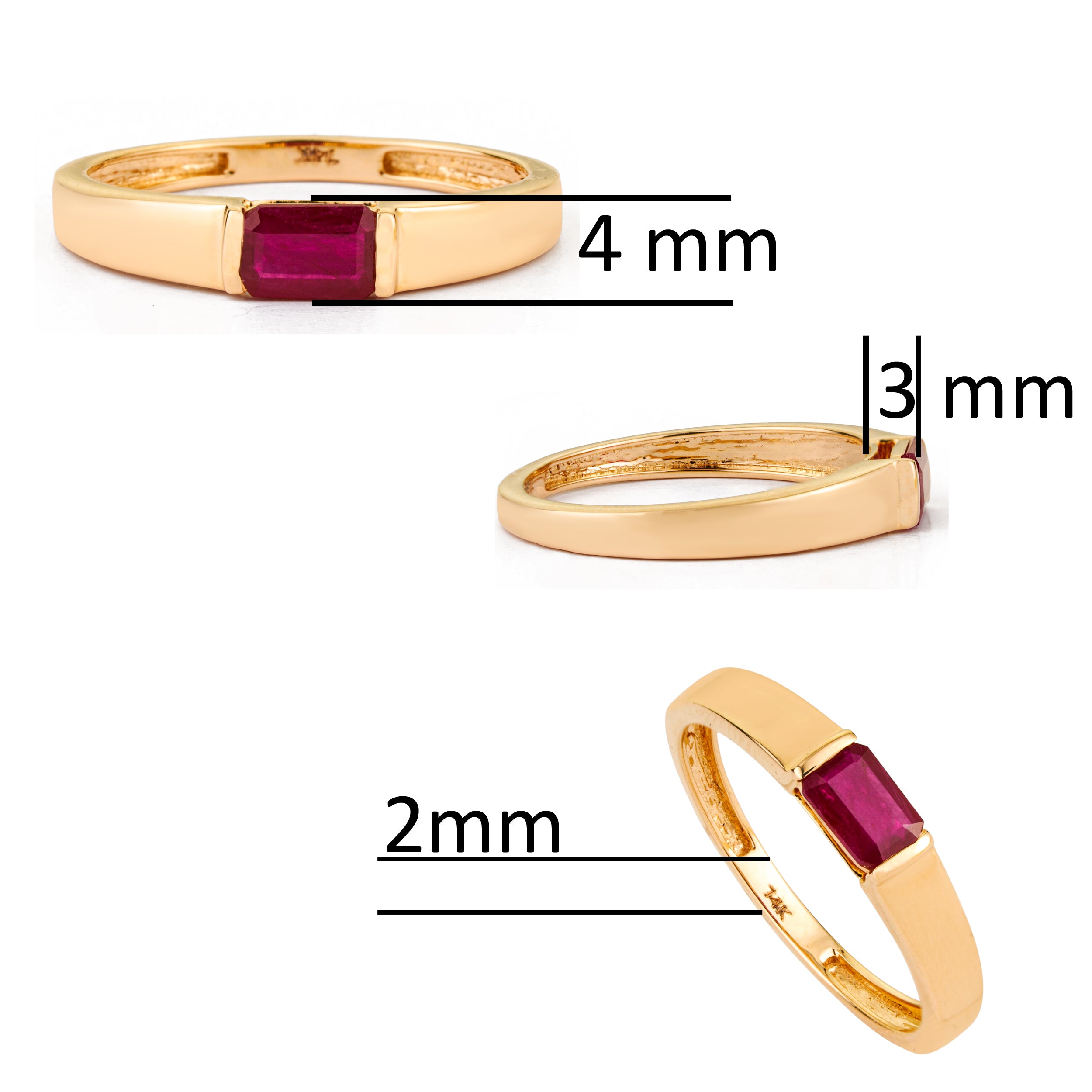 Emerald Cut Ruby Band Ring