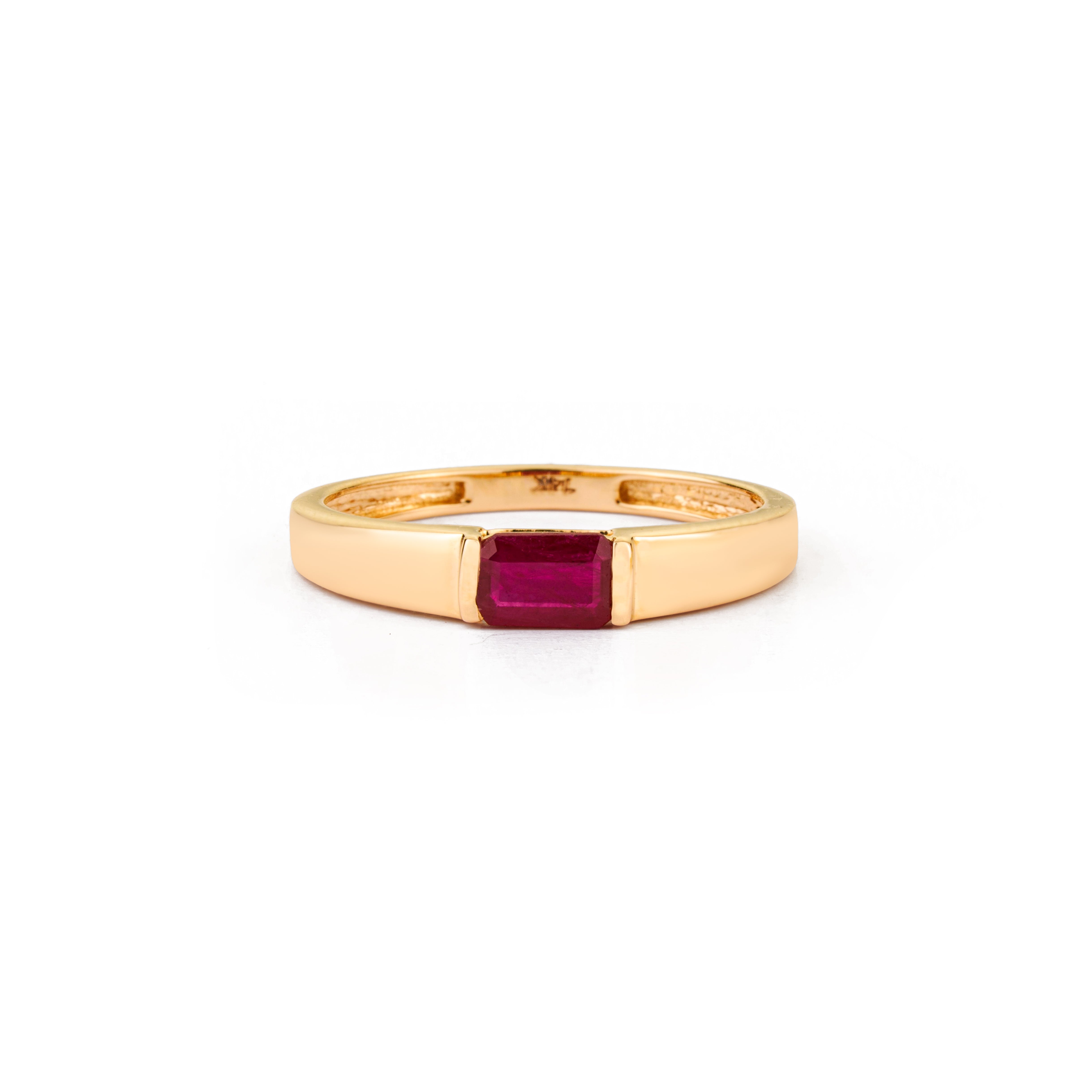 Emerald Cut Ruby Band Ring