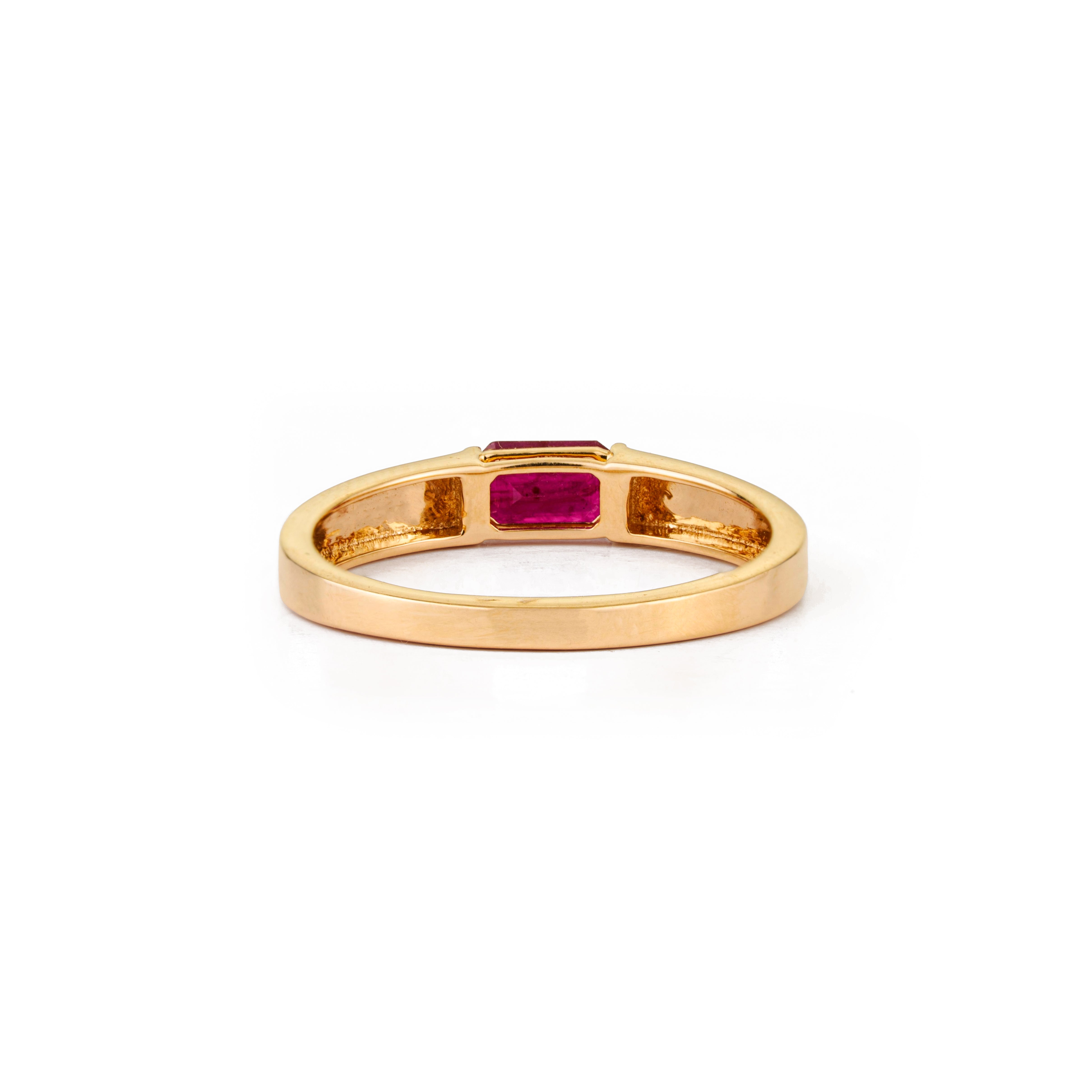 Emerald Cut Ruby Band Ring