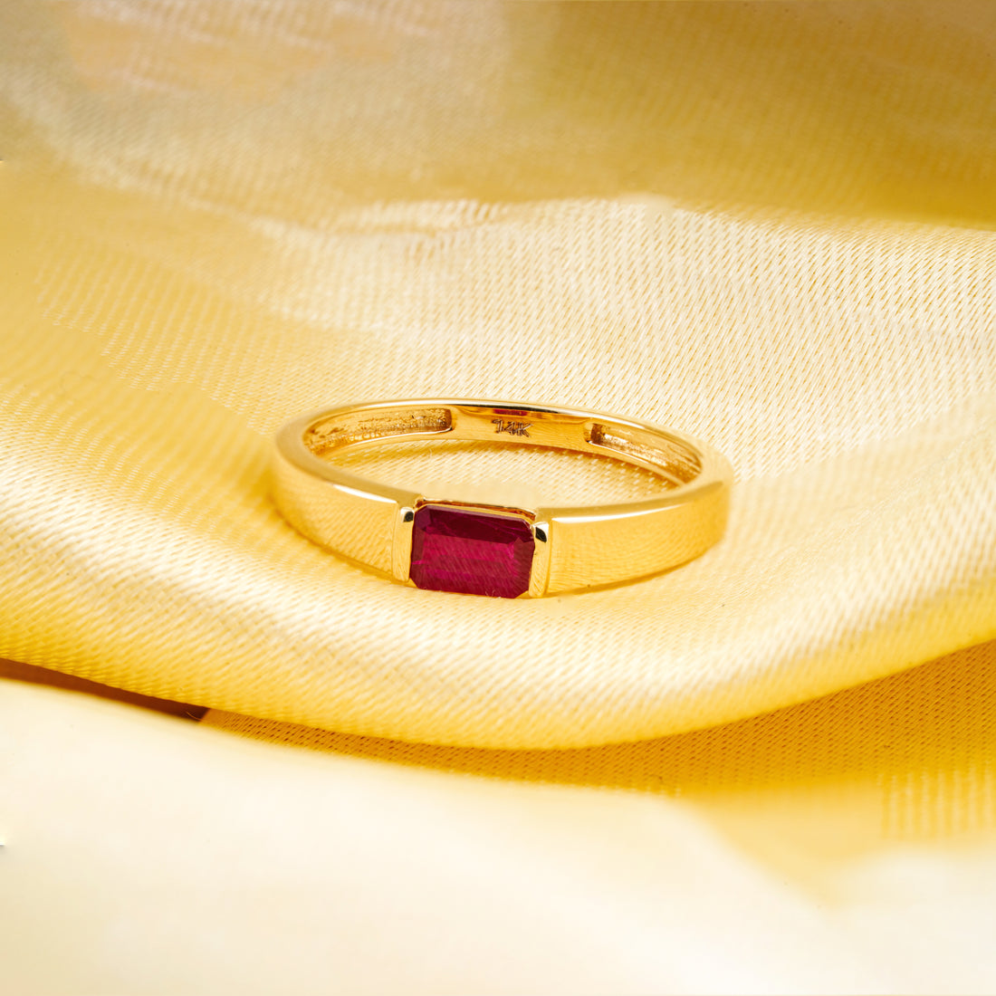 Emerald Cut Ruby Band Ring
