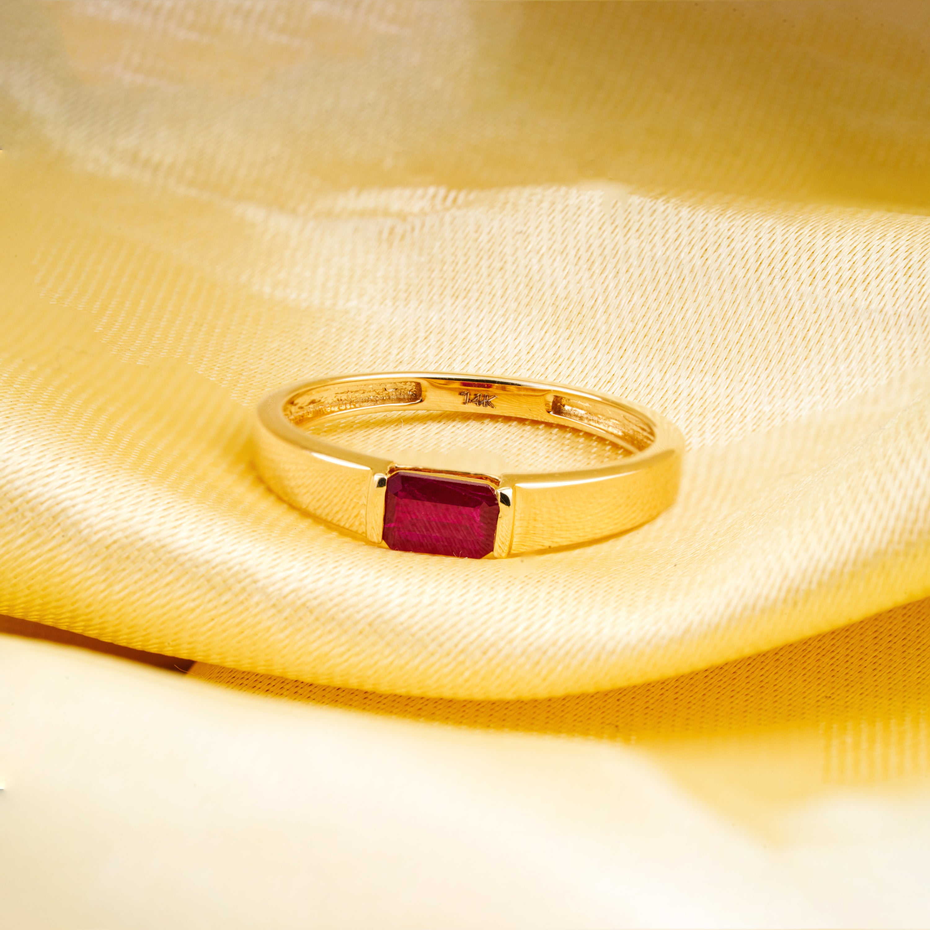 Emerald Cut Ruby Band Ring