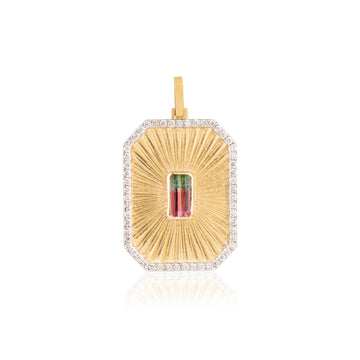 Watermelon Tourmaline Diamond Pendant