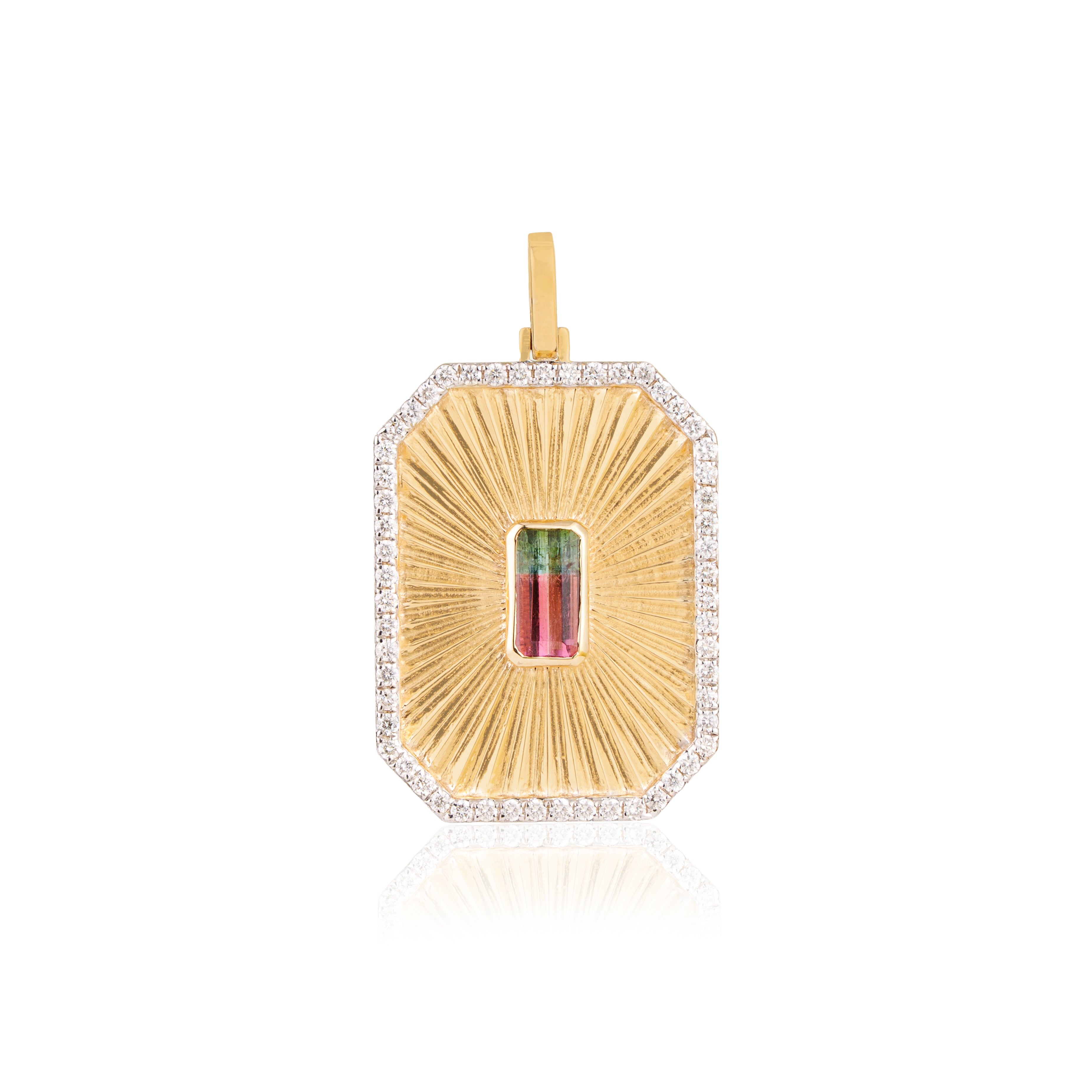 Watermelon Tourmaline Diamond Pendant