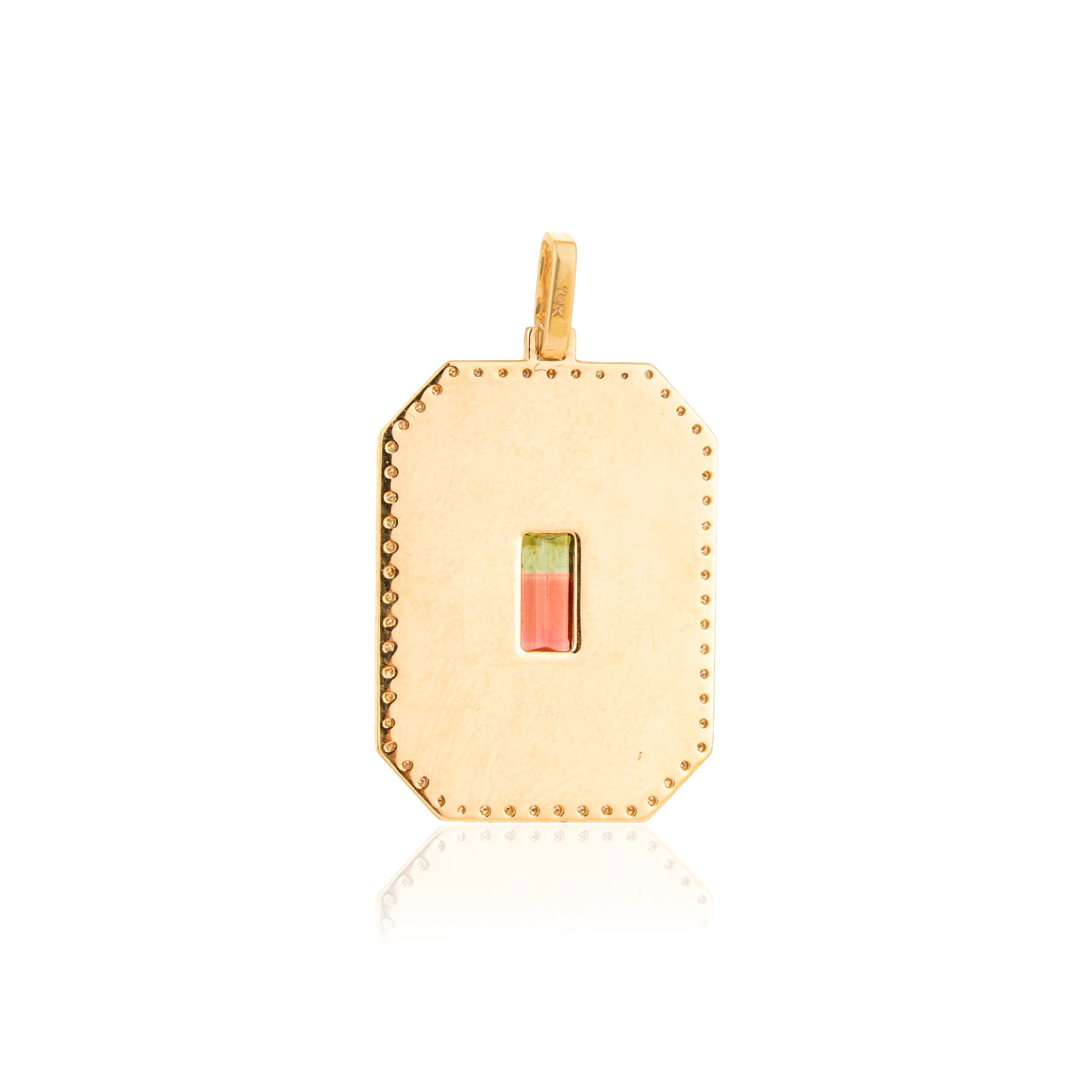 Watermelon Tourmaline Diamond Pendant