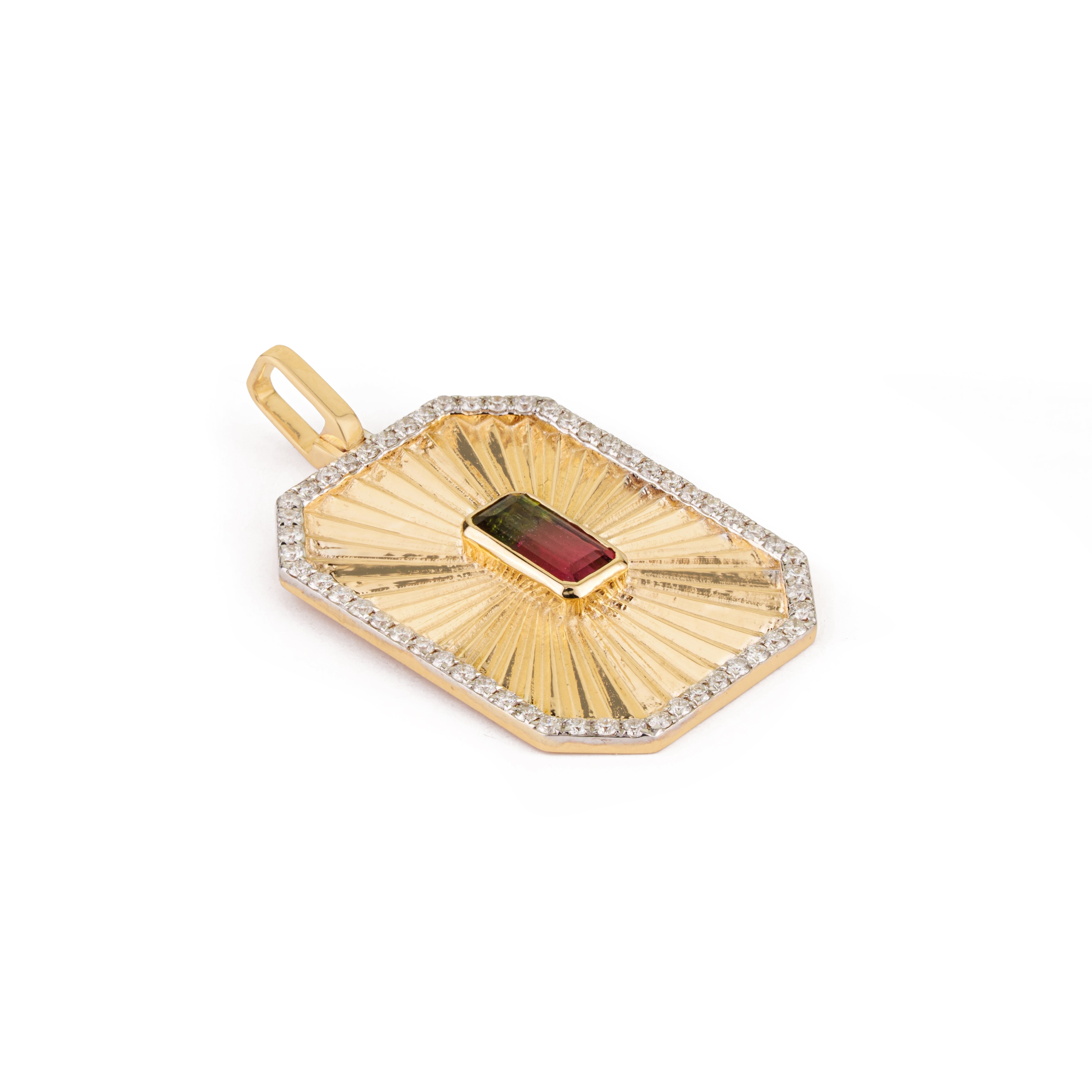 Watermelon Tourmaline Diamond Pendant